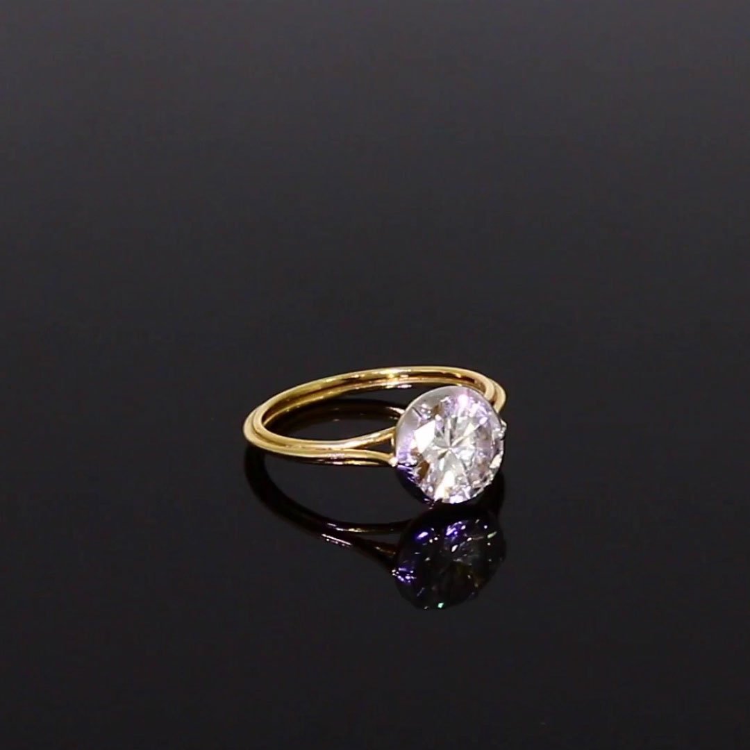 Brilliant Cut Diamond Ring<br /> 1.64CT in Yellow Gold & Platinum