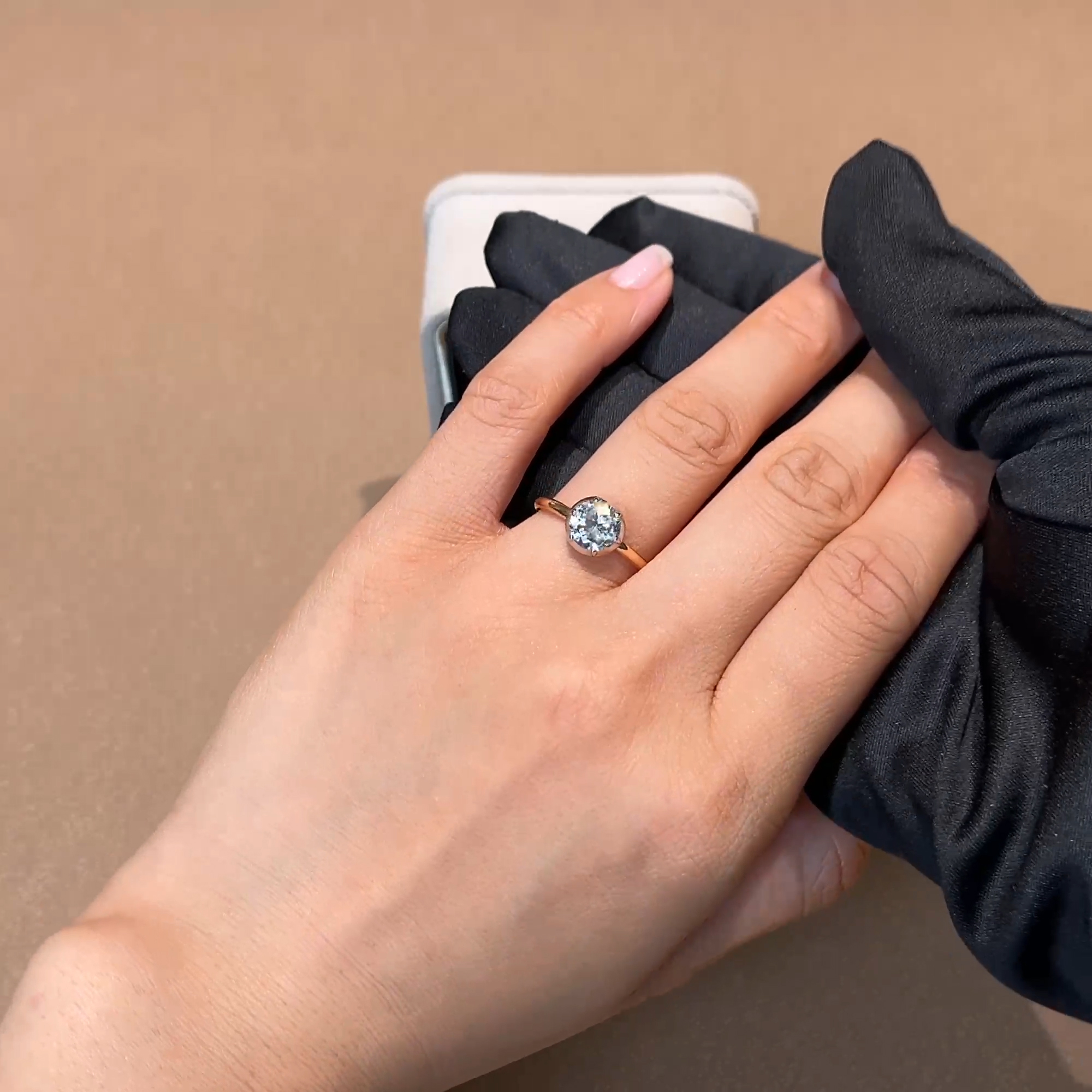 Georgian Setting 1.36ct Diamond Solitaire Ring in 18ct Rose Gold and Platinum