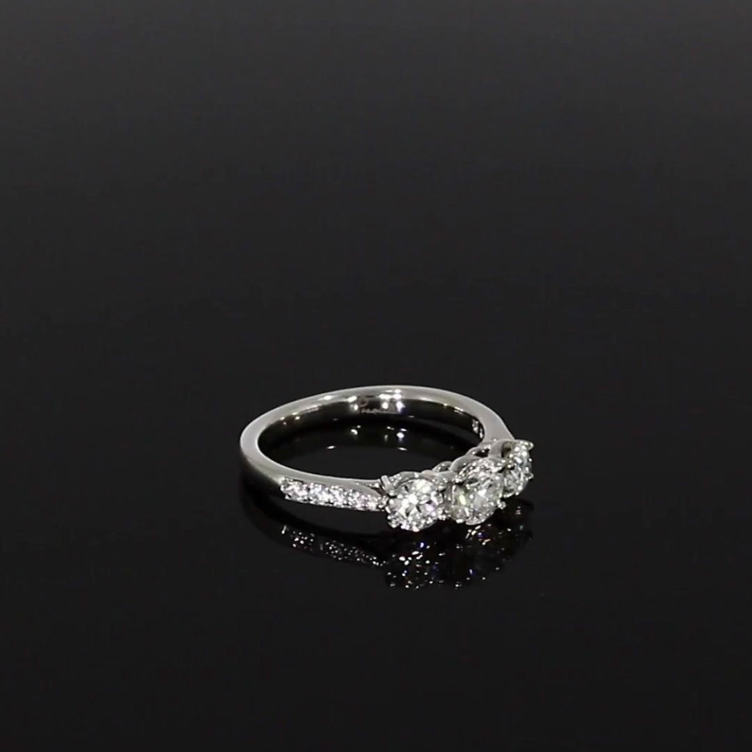 1.01CT Diamond Three-Stone Ring<br /> Platinum Duchess Setting