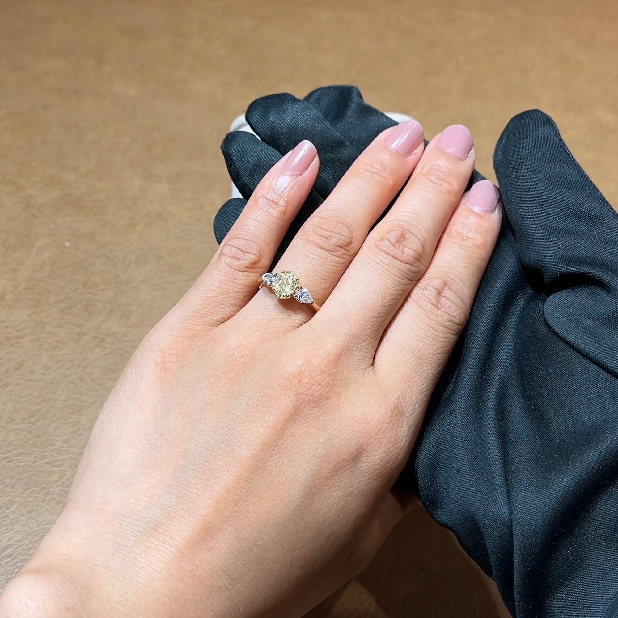 Classic 1.19ct Oval Cut Diamond Three Stone Ring in 18ct Yellow Gold and Platinum