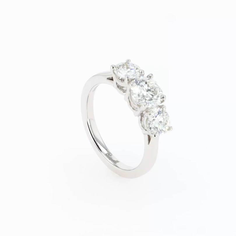 2.00CT Diamond Three-Stone Ring Platinum Trilogy Setting