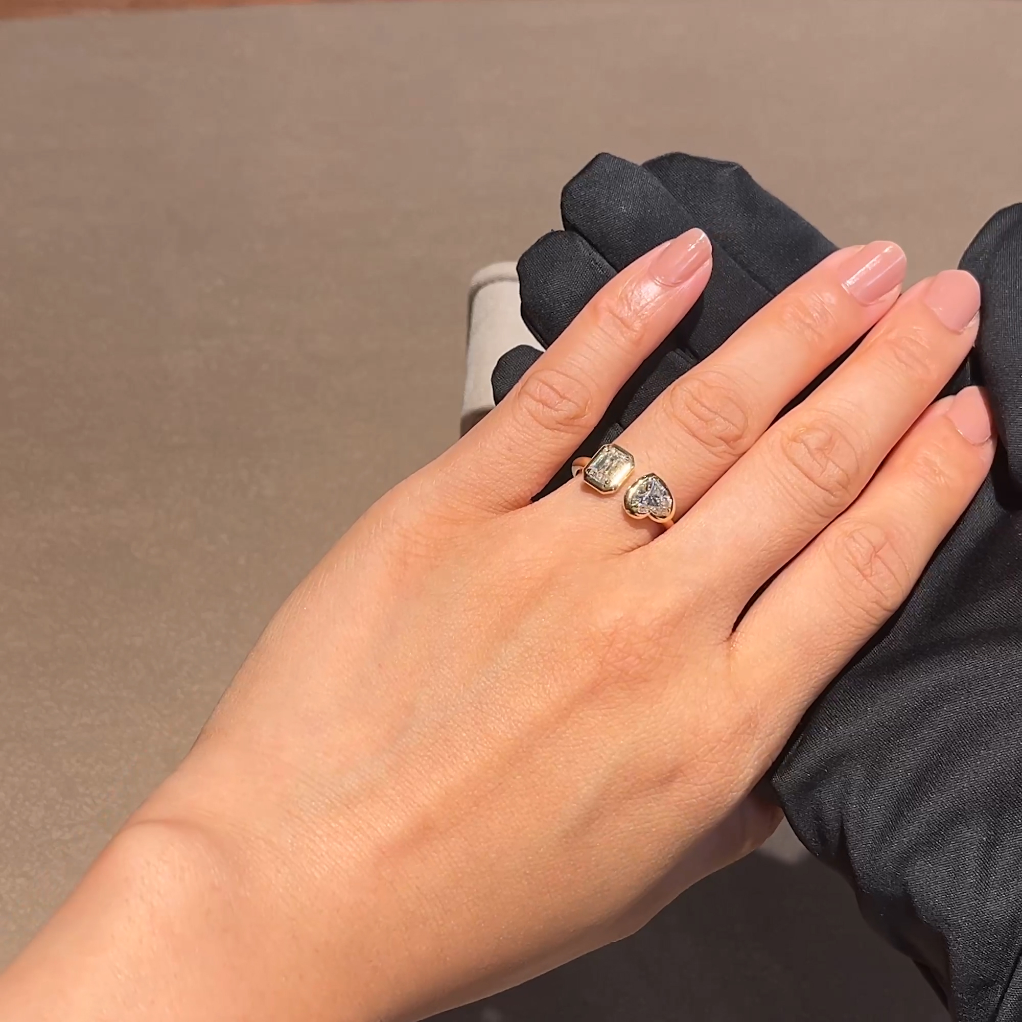 Skimming Stone Diamond Toi et Moi Ring in 18ct Yellow Gold