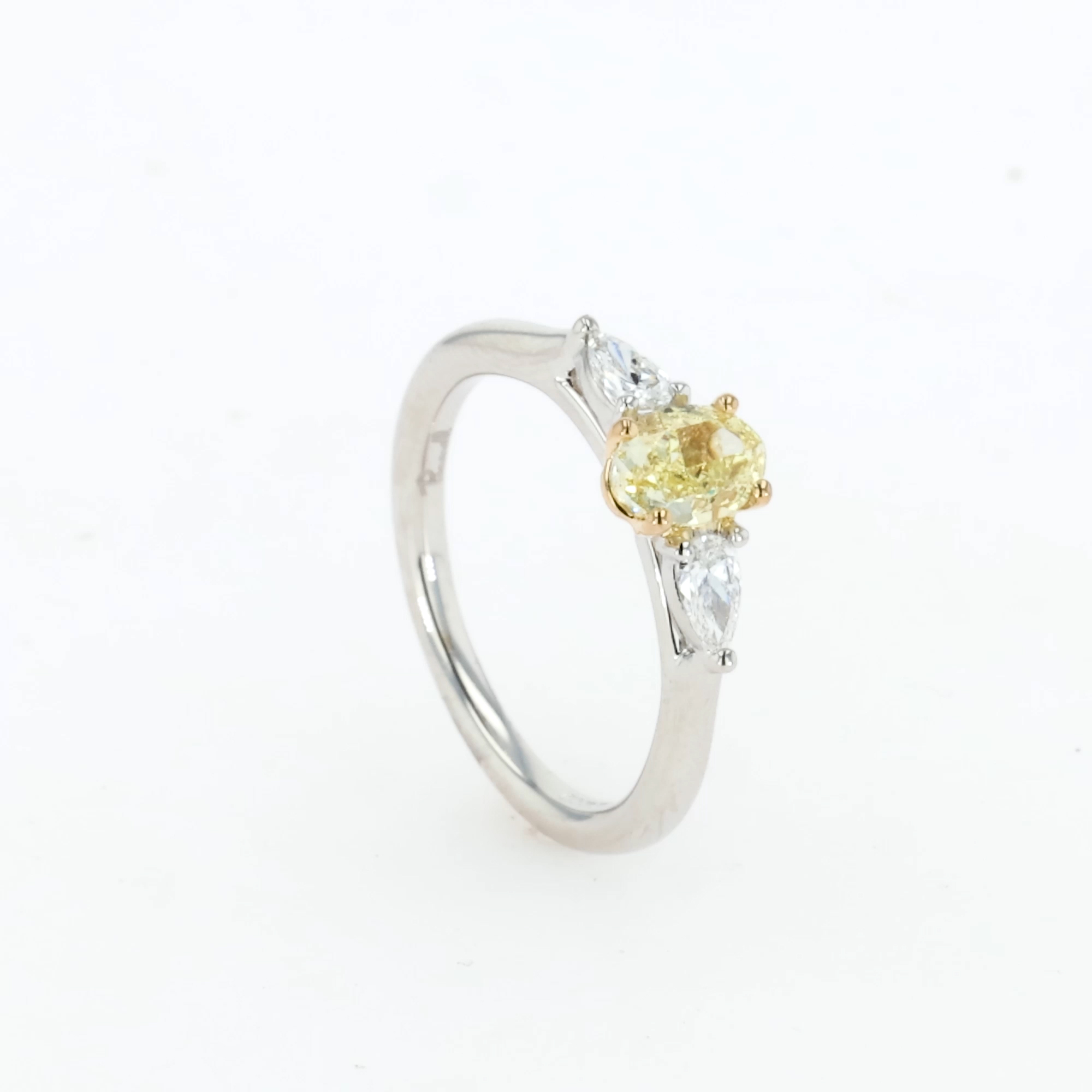 Classic 0.72ct Oval Cut Diamond Three Stone Ring in Platinum