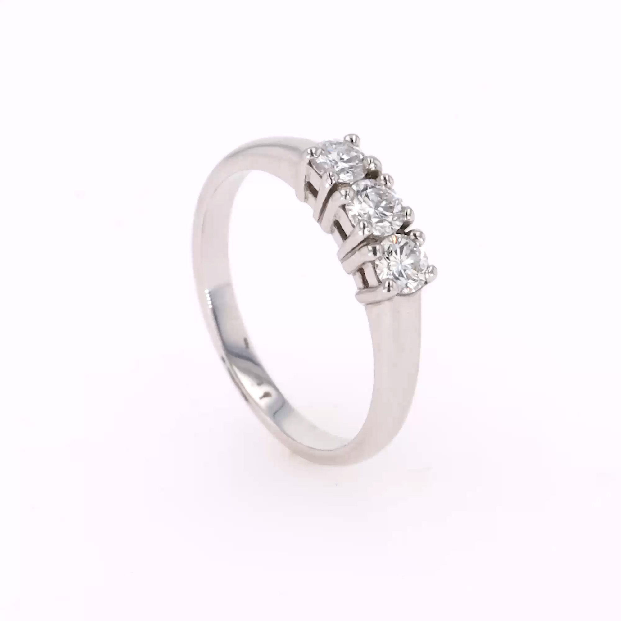 Brilliant Cut 0.49ct Diamond Three Stone Ring in Platinum
