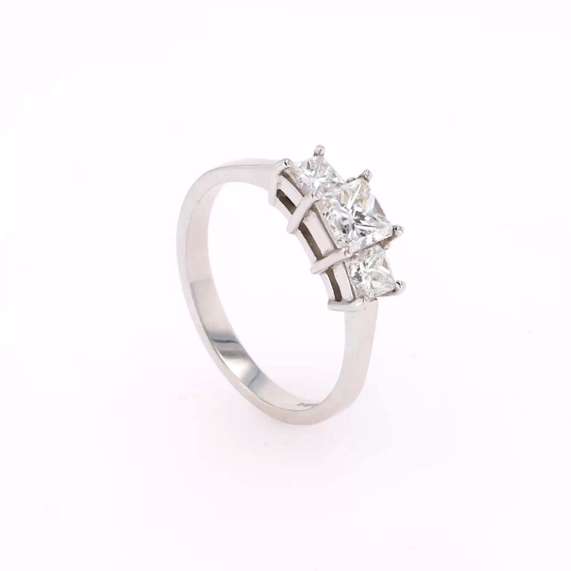 Princess Cut 1.20ct Diamond Three Stone Ring in Platinum
