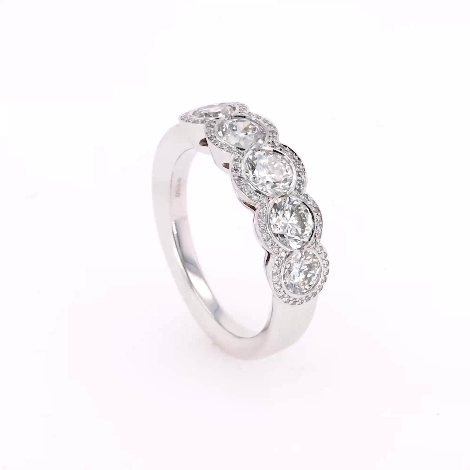 Brilliant Cut 1.68ct Five Stone Diamond Ring in 18ct White Gold