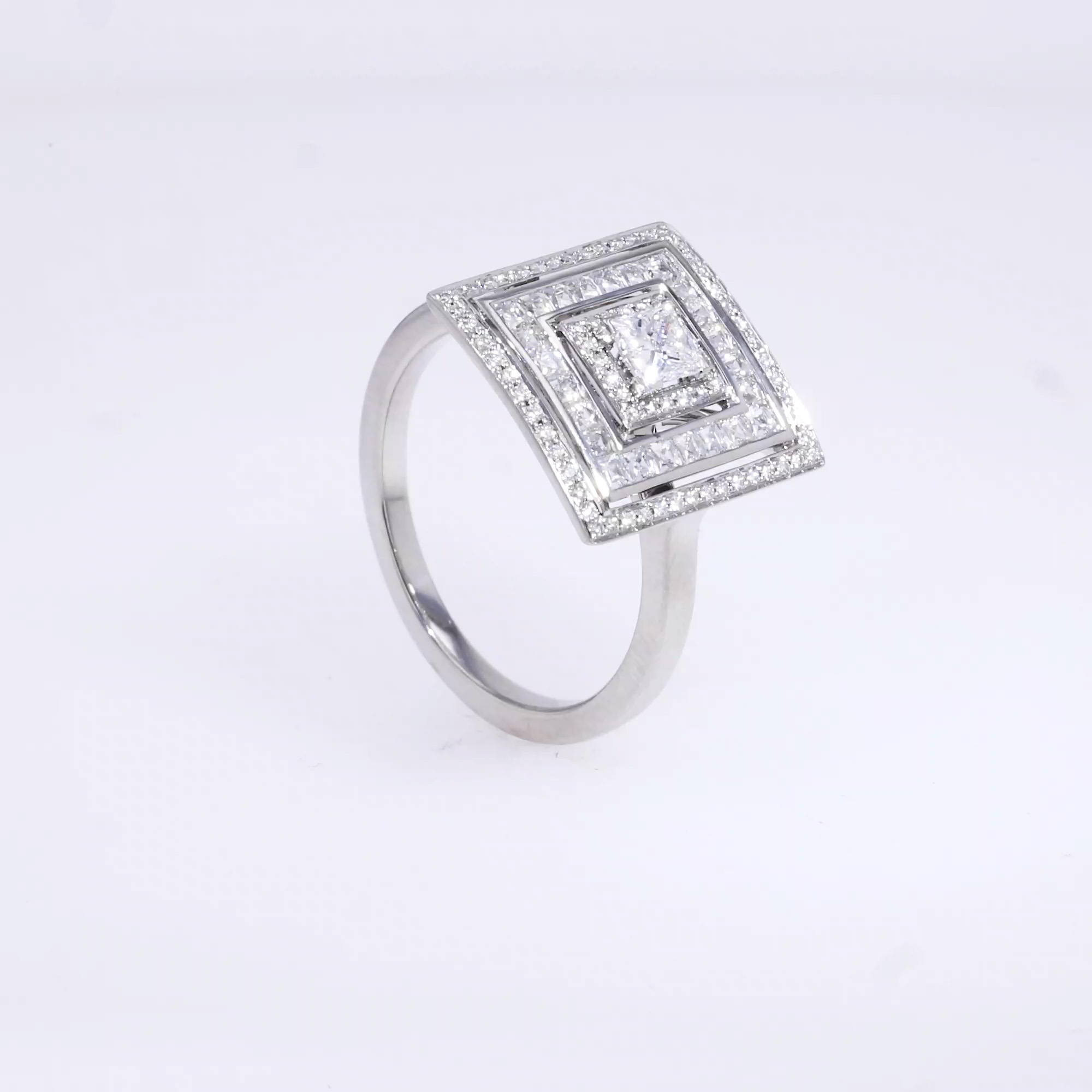 Princess cut Diamond Ripple Ring 0.26ct in Platinum