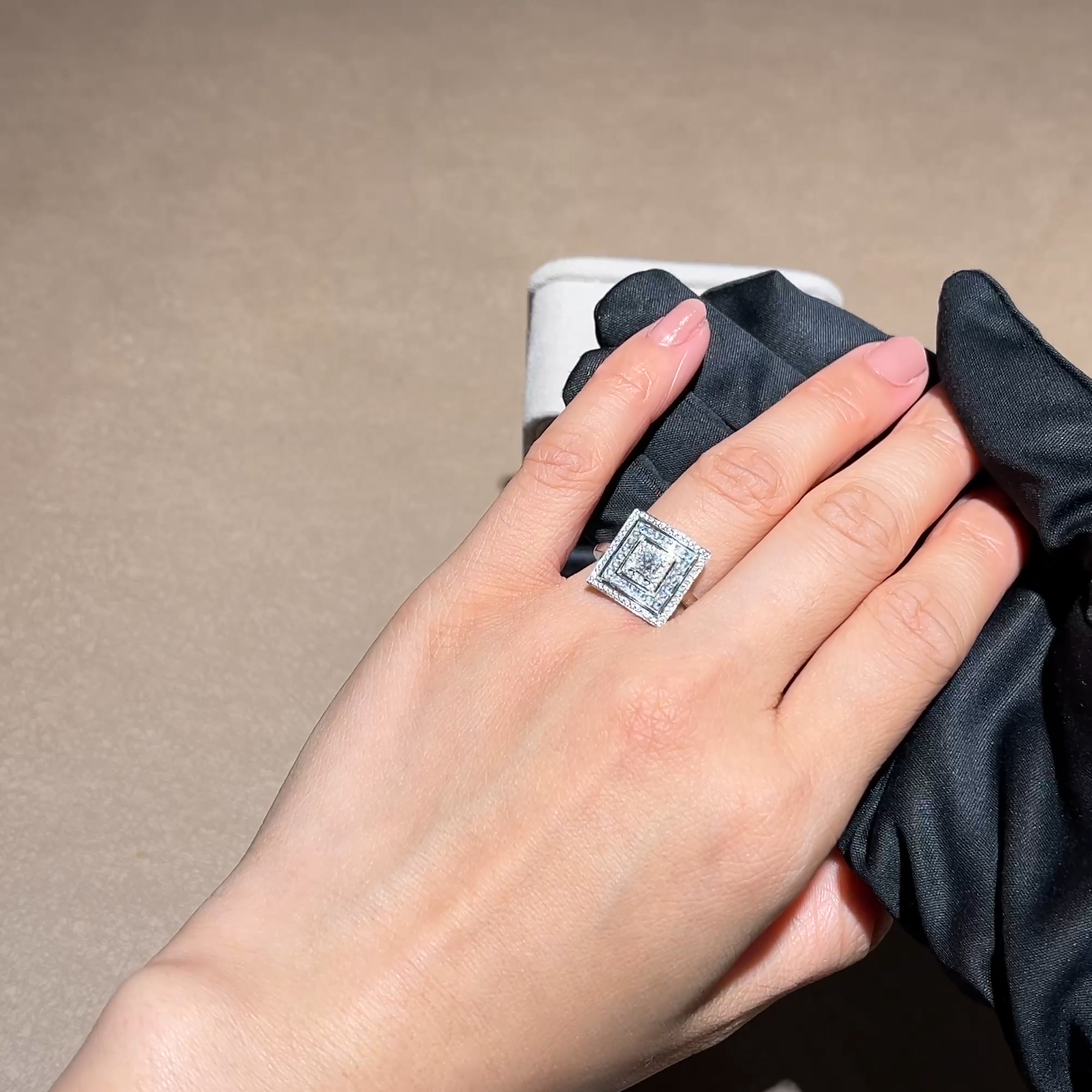 Princess cut Diamond Ripple Ring 0.26ct in Platinum