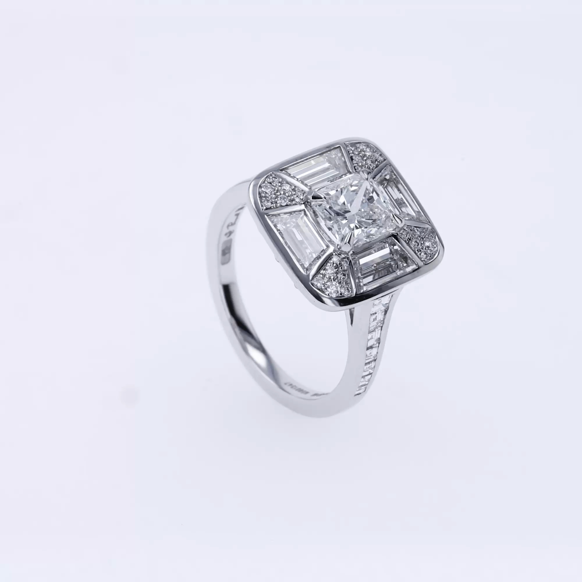 Coronation Setting 1.20ct Cushion Cut Diamond Ring in Platinum