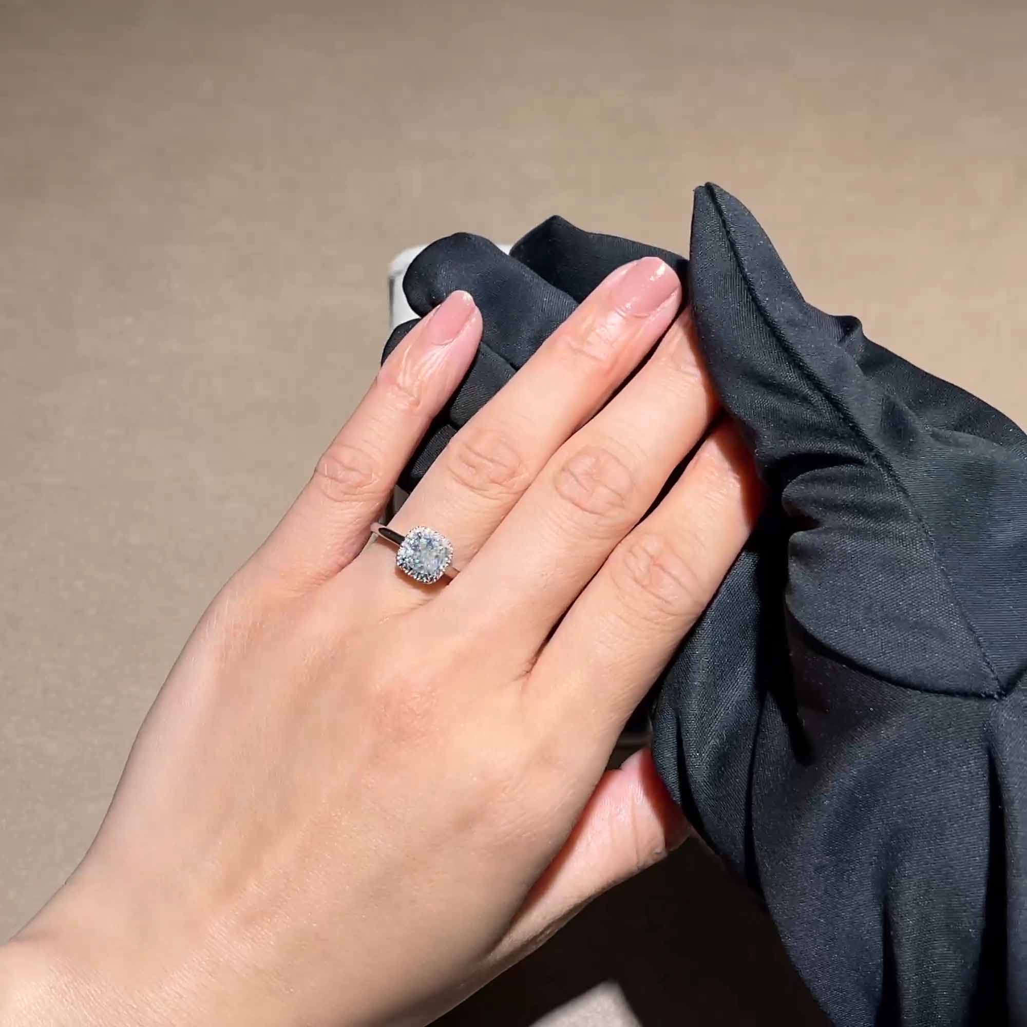 Celestial 1.00ct Cushion Cut Diamond Cluster Ring in Platinum