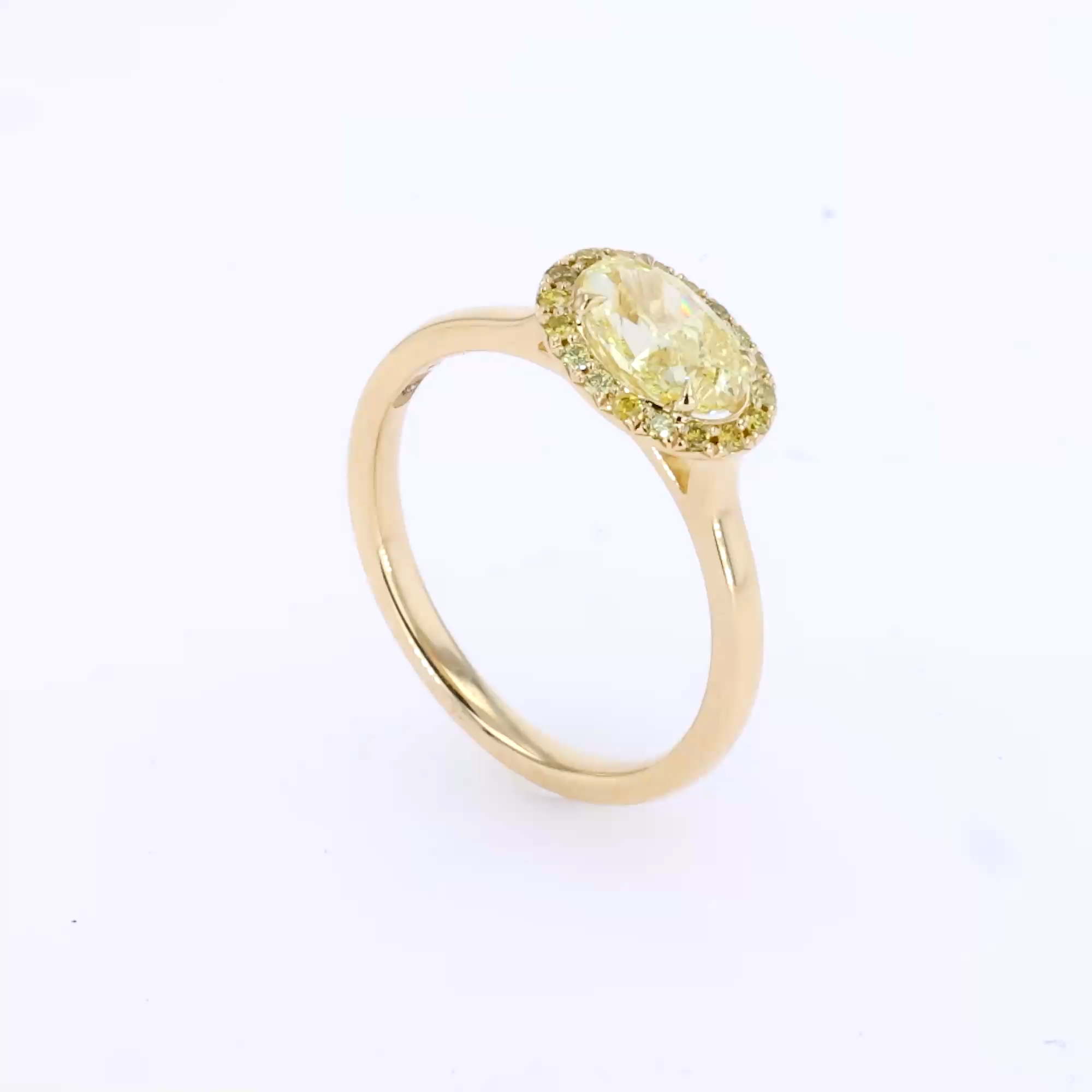 Oval Cut 1.01ct Kimberley Fancy Intense Yellow Diamond Ring in 18ct Yellow Gold