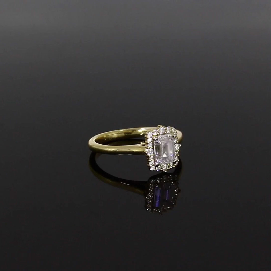 Emerald Cut 0.90ct Diamond Cluster Ring in 18ct Yellow Gold