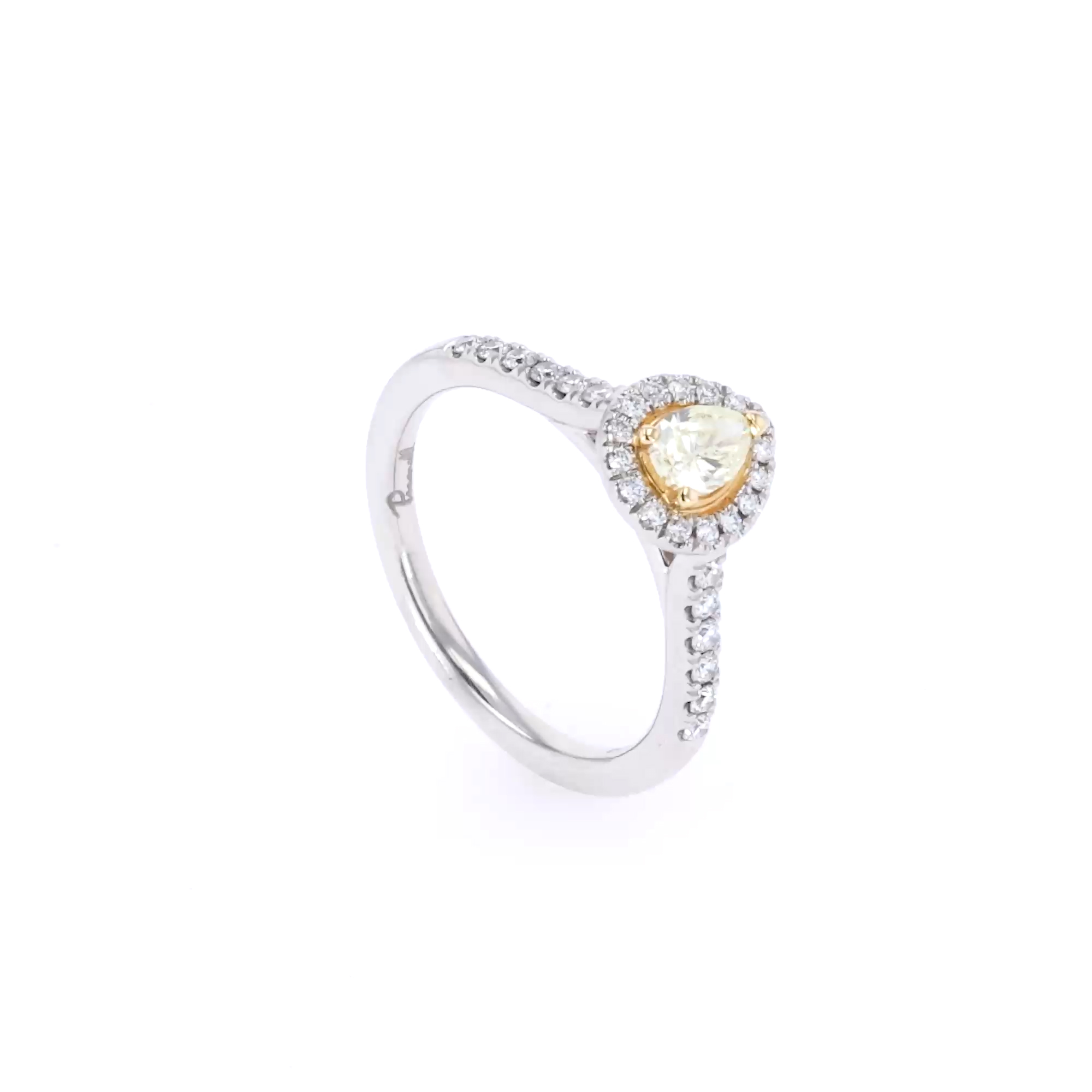 Celestial 0.31ct Fancy Light Yellow Diamond Cluster Ring in Platinum and 18ct Yellow Gold