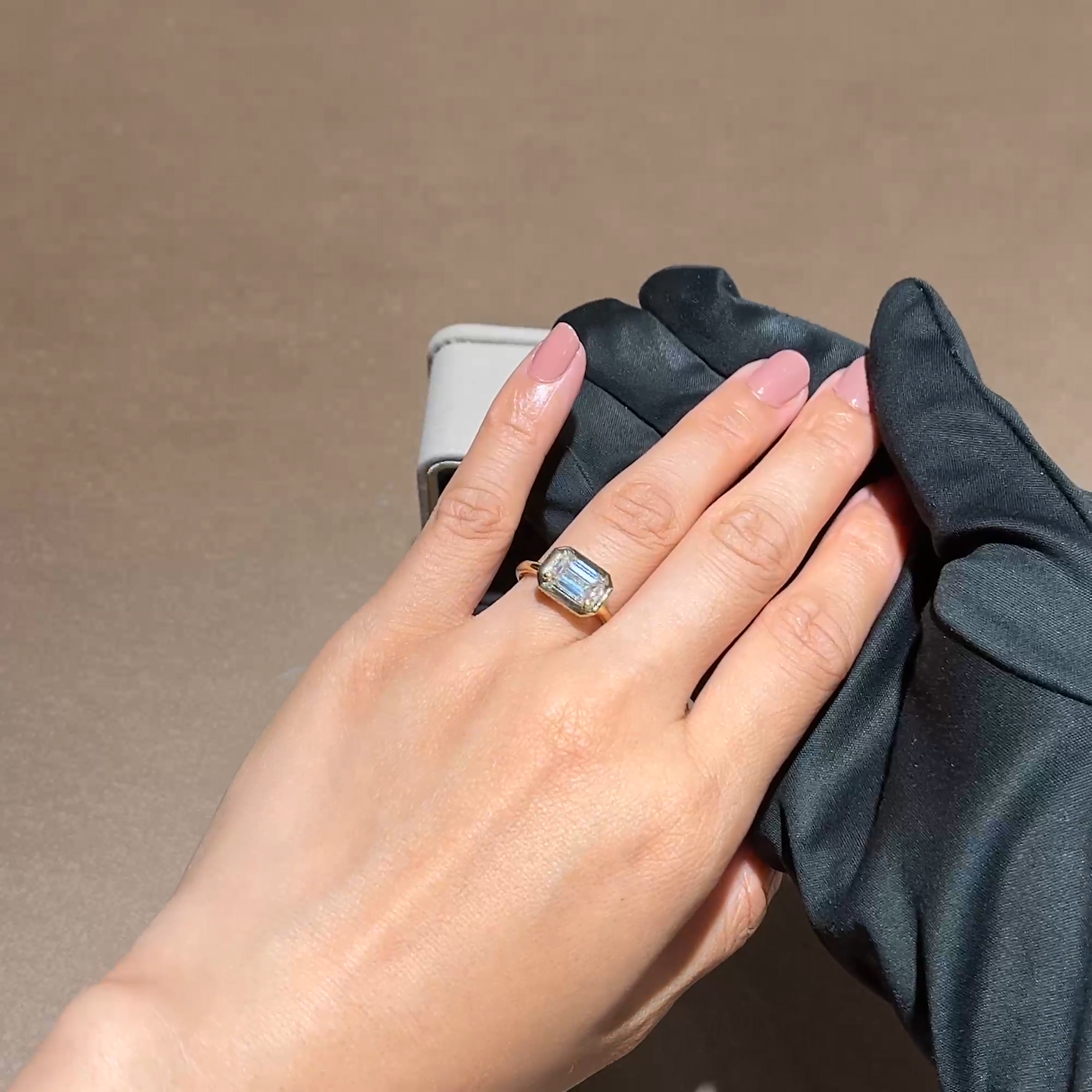 Skimming Stone Emerald Cut 2.01ct Diamond Ring in 18ct Yellow Gold