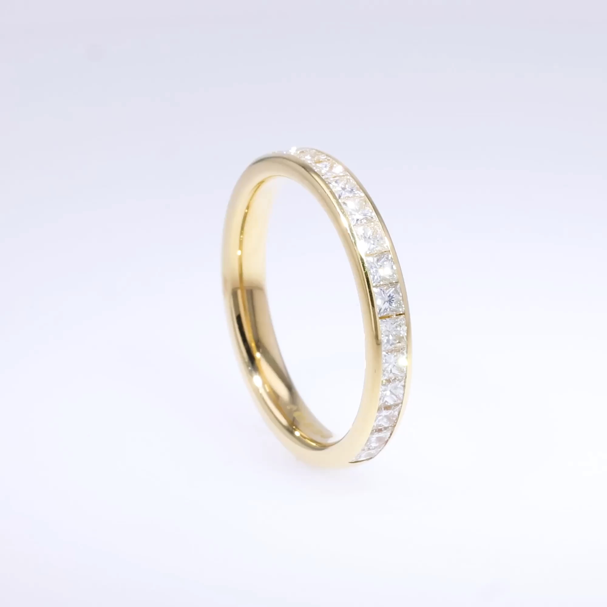 Princess Cut Diamond Half Eternity Ring 0.75ct in 18ct Yellow Gold