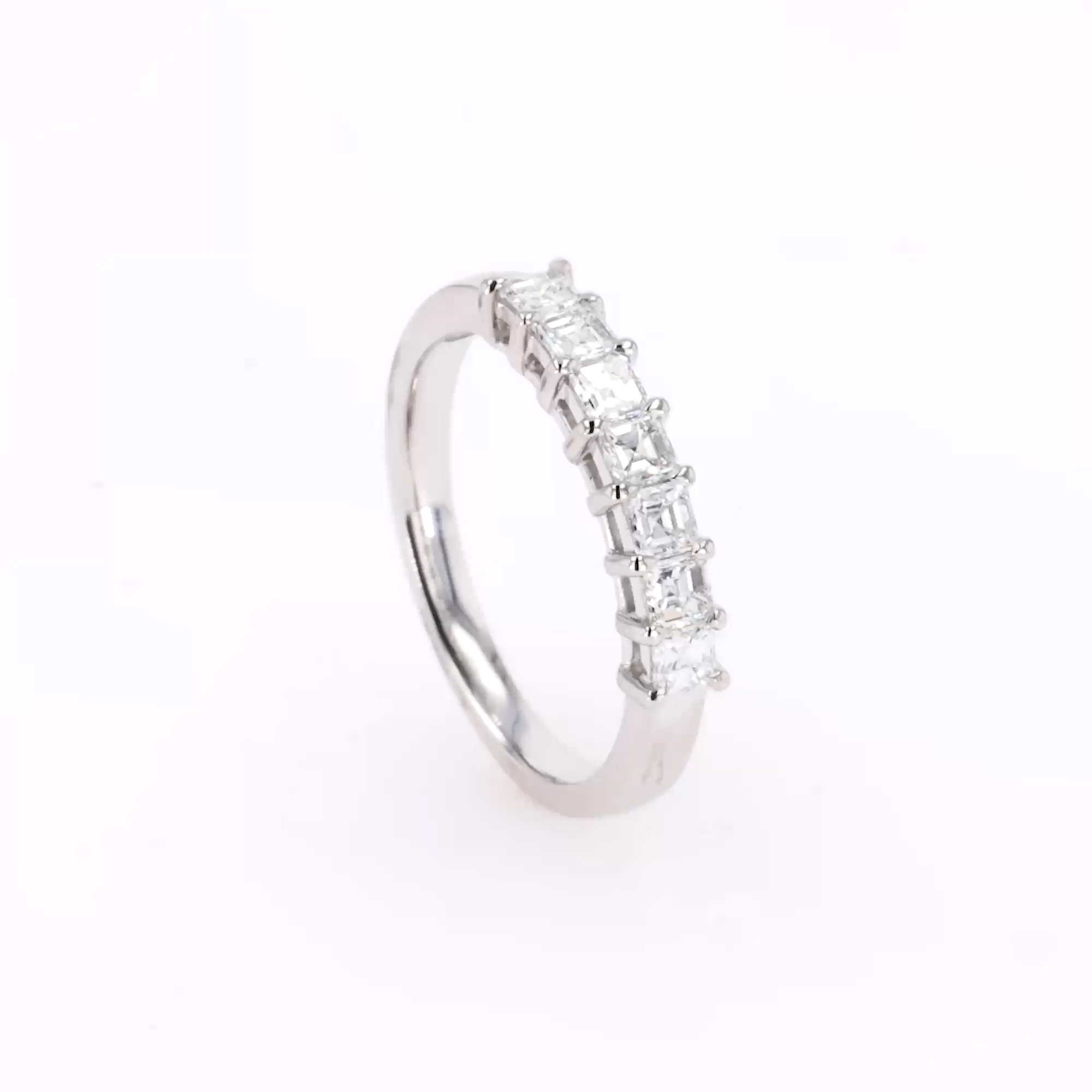 Asscher Cut 0.70ct Diamond Half Eternity Ring in Platinum