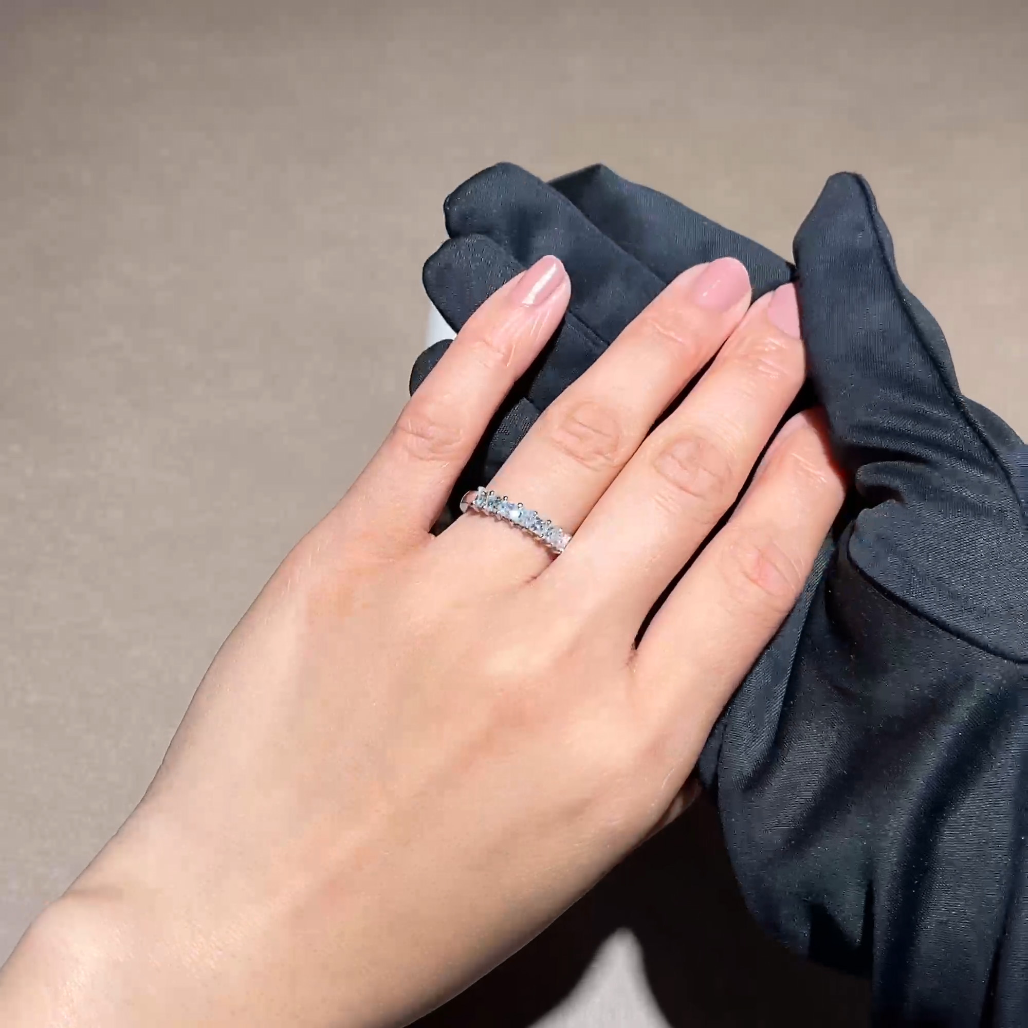 Asscher Cut 0.70ct Diamond Half Eternity Ring in Platinum