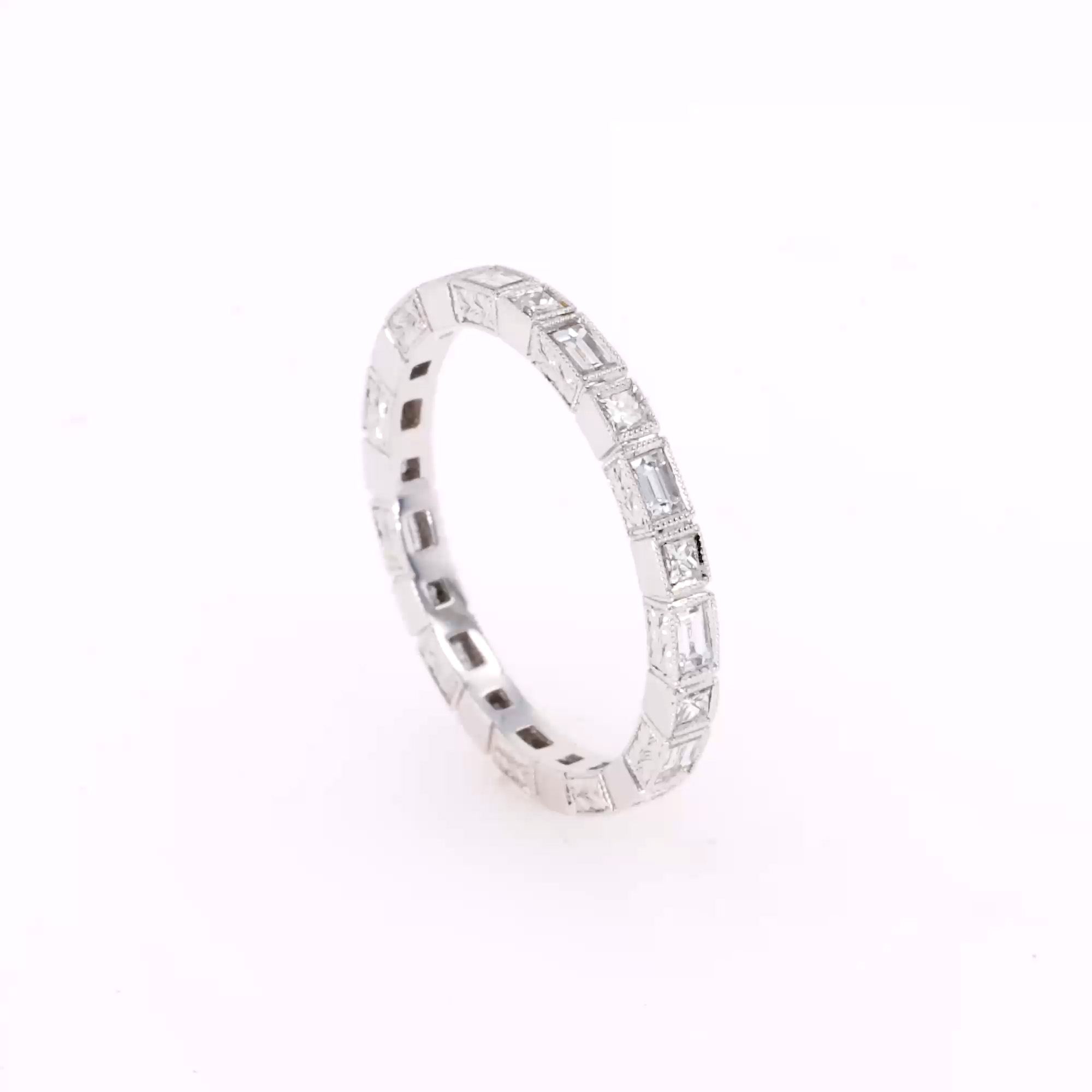 Baguette and Square Cut 0.60ct Diamond Full Eternity Ring in 18ct White Gold