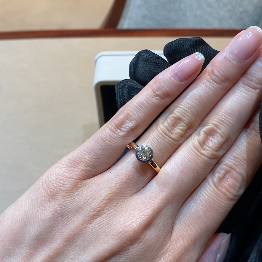 Legacy 0.72ct Diamond Solitaire Ring in 18ct Rose Gold and Blackened White Gold