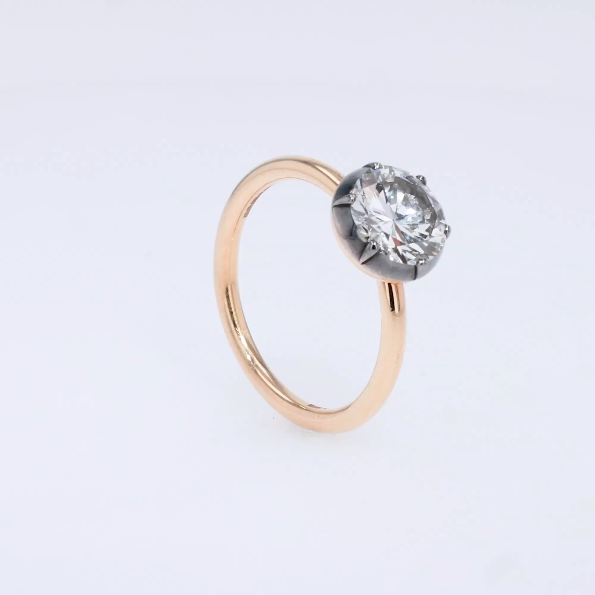 Georgian Setting 1.43ct Diamond Solitaire Ring in 18ct Rose & White Gold