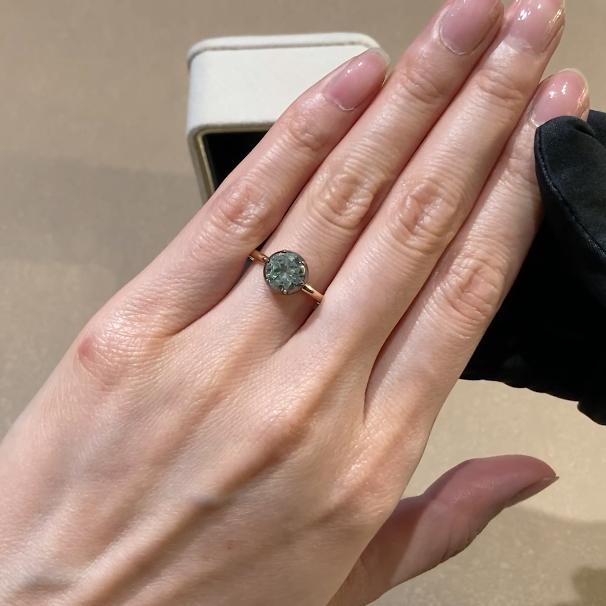 Georgian Setting 1.43ct Diamond Solitaire Ring in 18ct Rose & White Gold