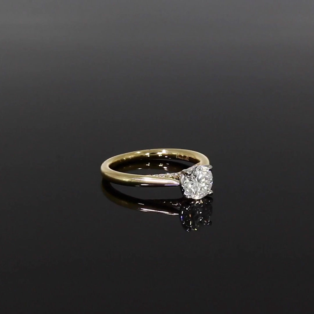 Classic 1.00ct Brilliant Cut Diamond Ring in 18ct Yellow Gold and Platinum