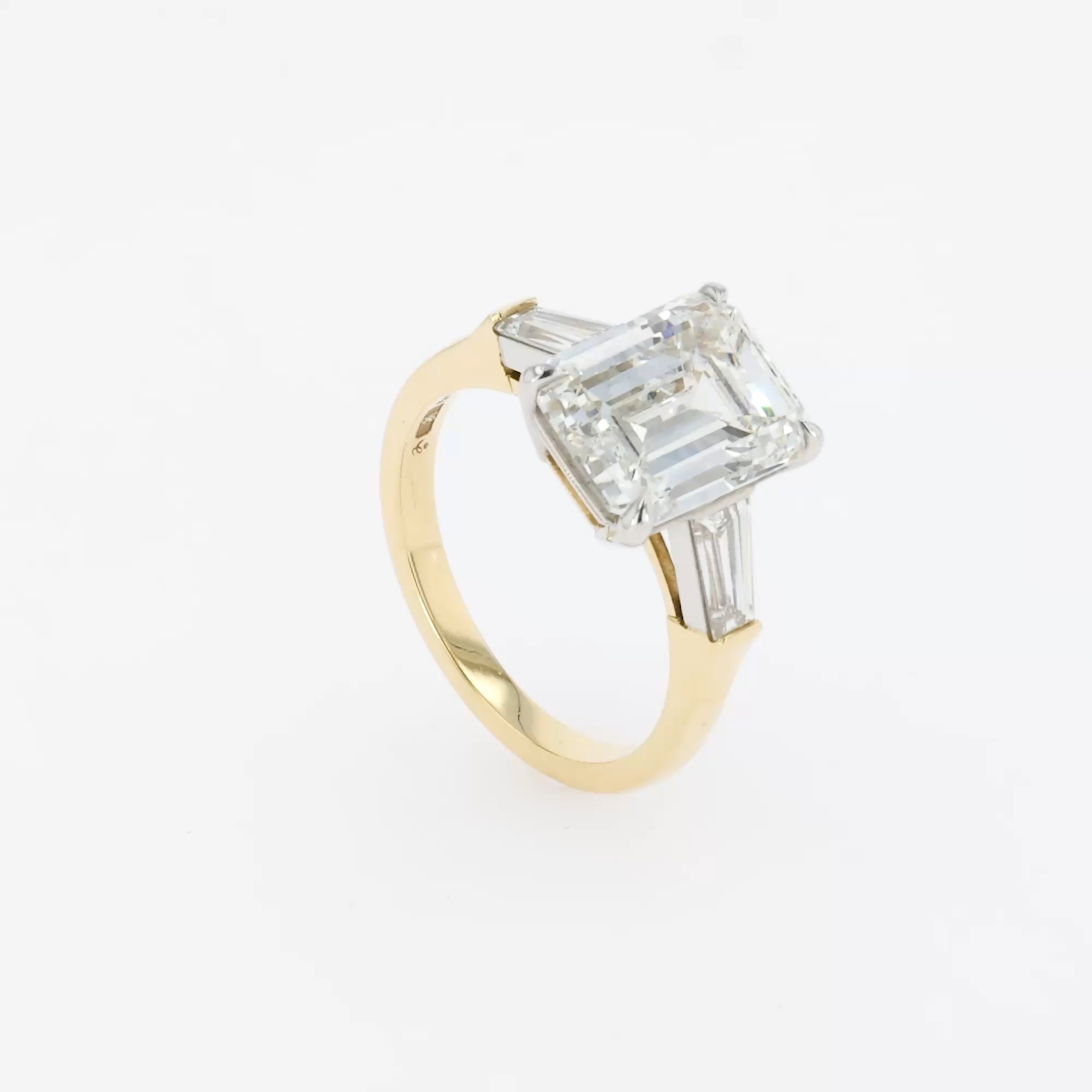 Regency 5.02ct Emerald Cut Diamond Ring in 18ct Yellow Gold and Platinum
