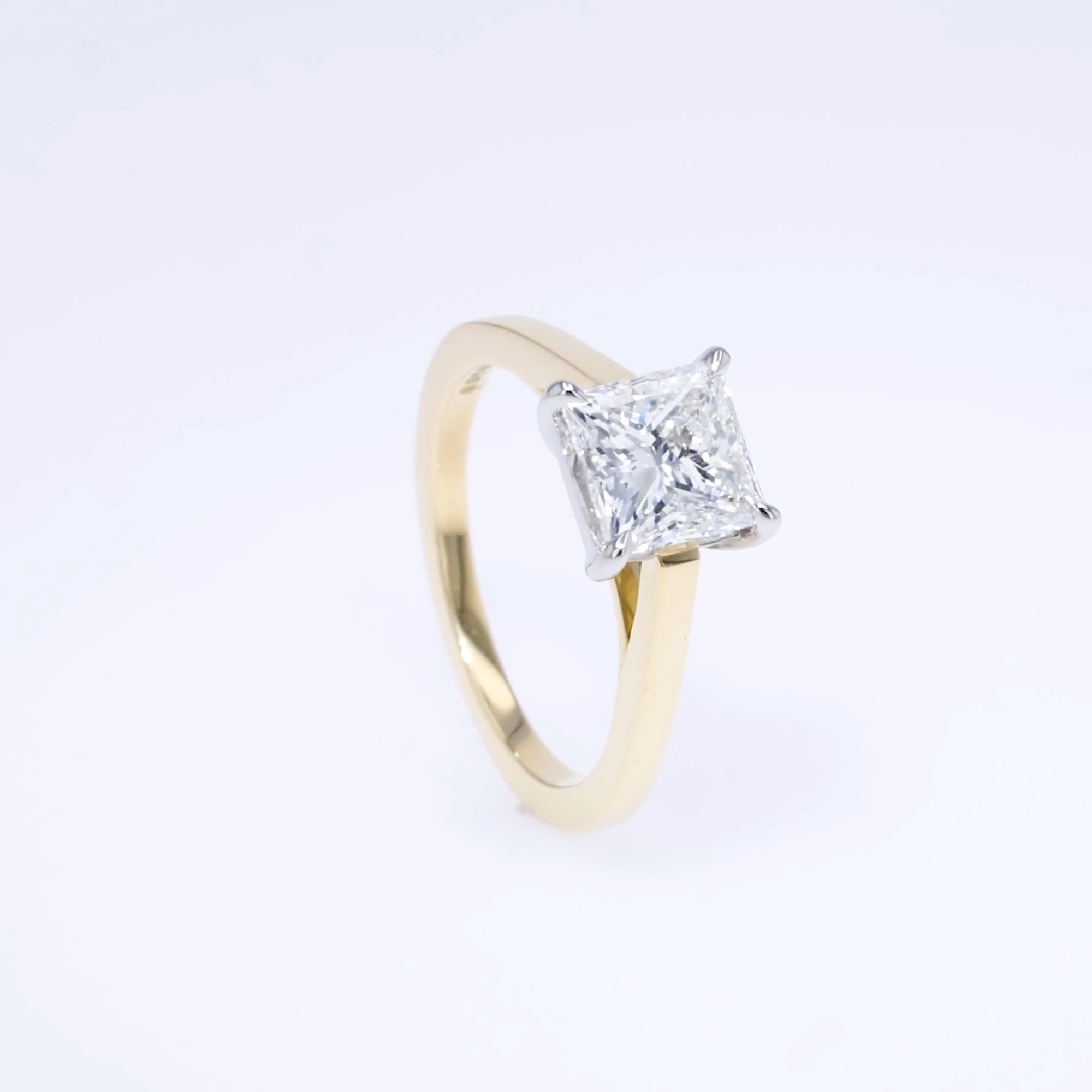 Princess Cut 2.01ct Diamond Ring in 18ct Yellow Gold and Platinum