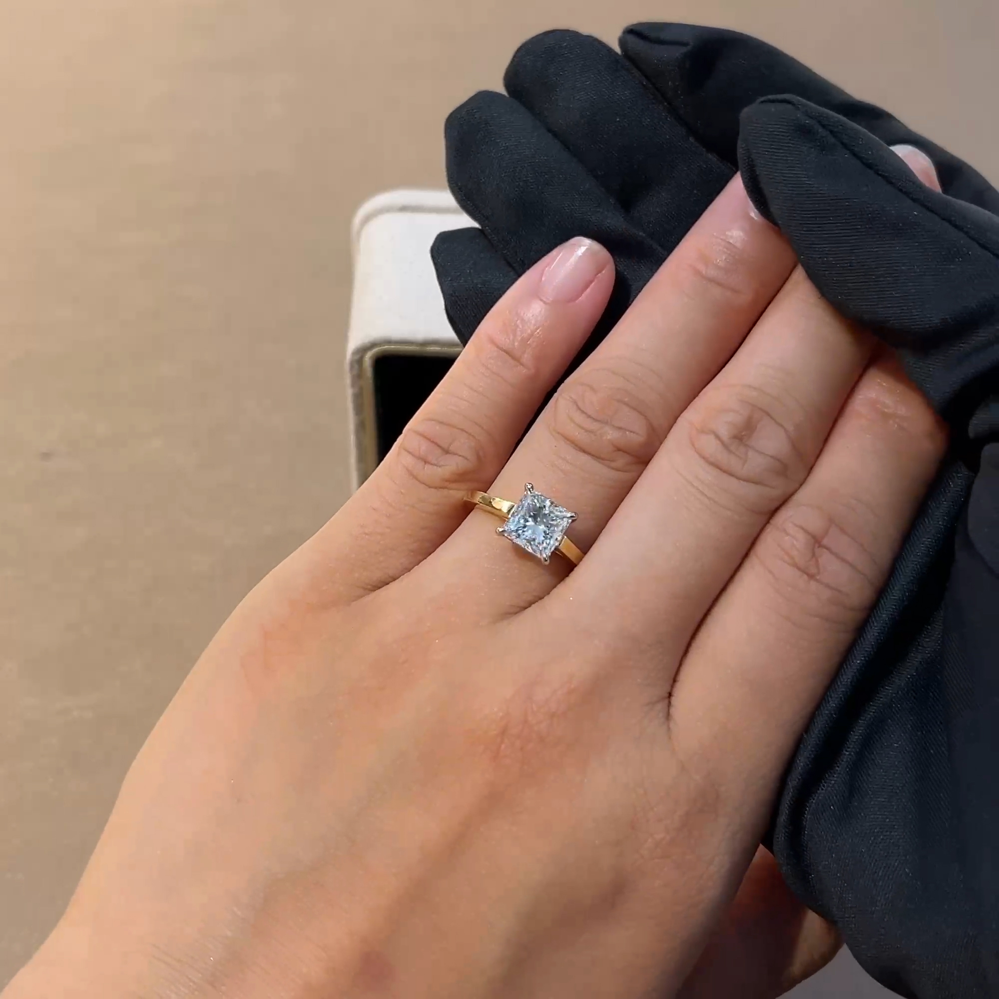 Princess Cut 2.01ct Diamond Ring in 18ct Yellow Gold and Platinum