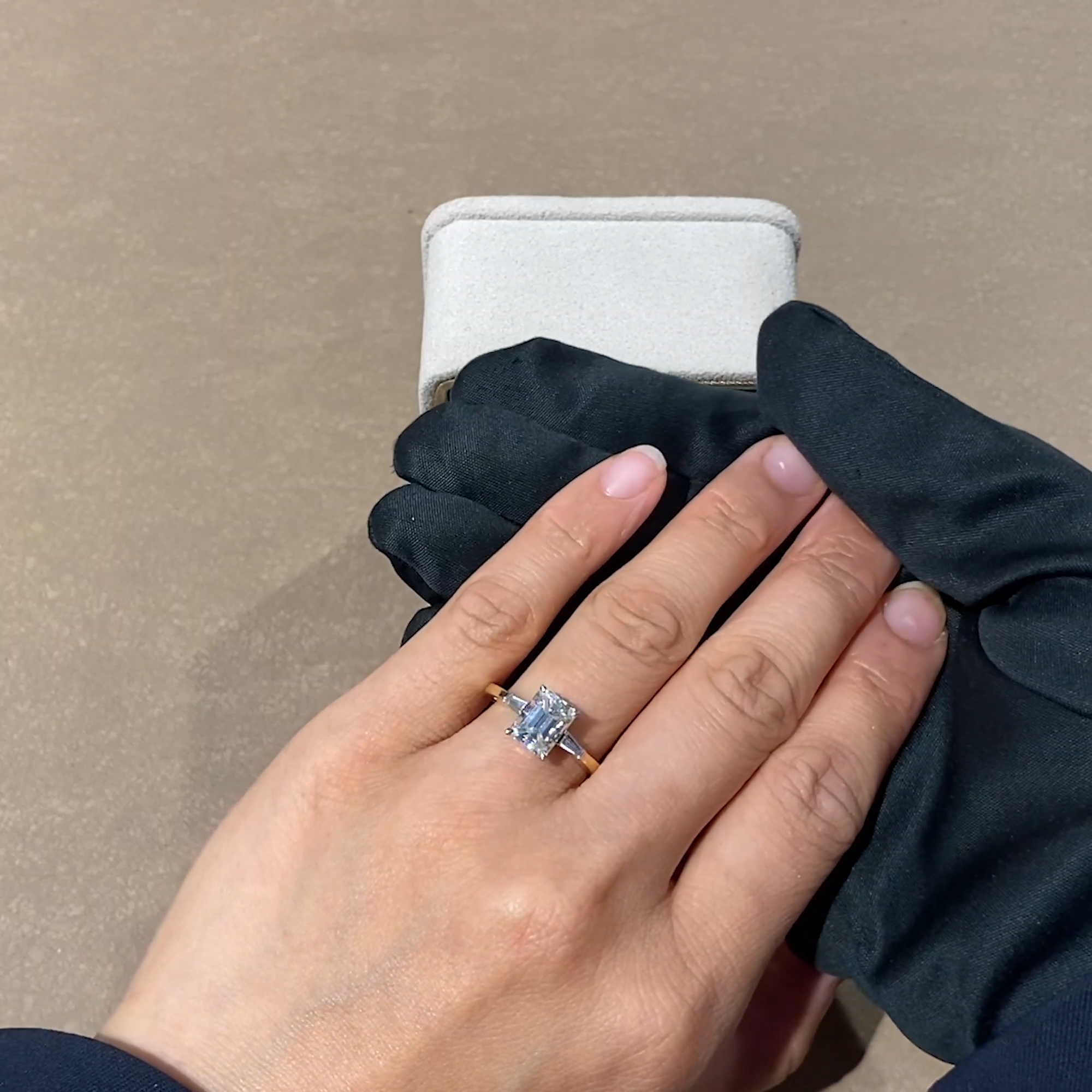 Regency 2.01ct Emerald Cut Diamond Ring in 18ct Yellow Gold and Platinum