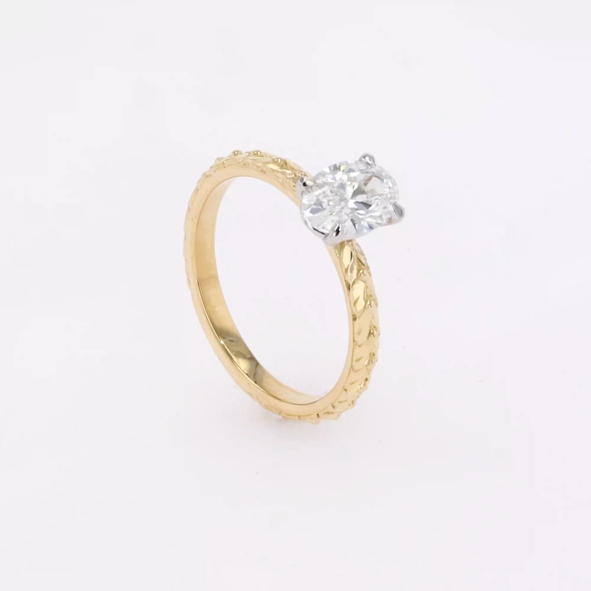 Apple Blossom 1.01ct Oval Cut Diamond Ring in 18ct Yellow Gold and Platinum