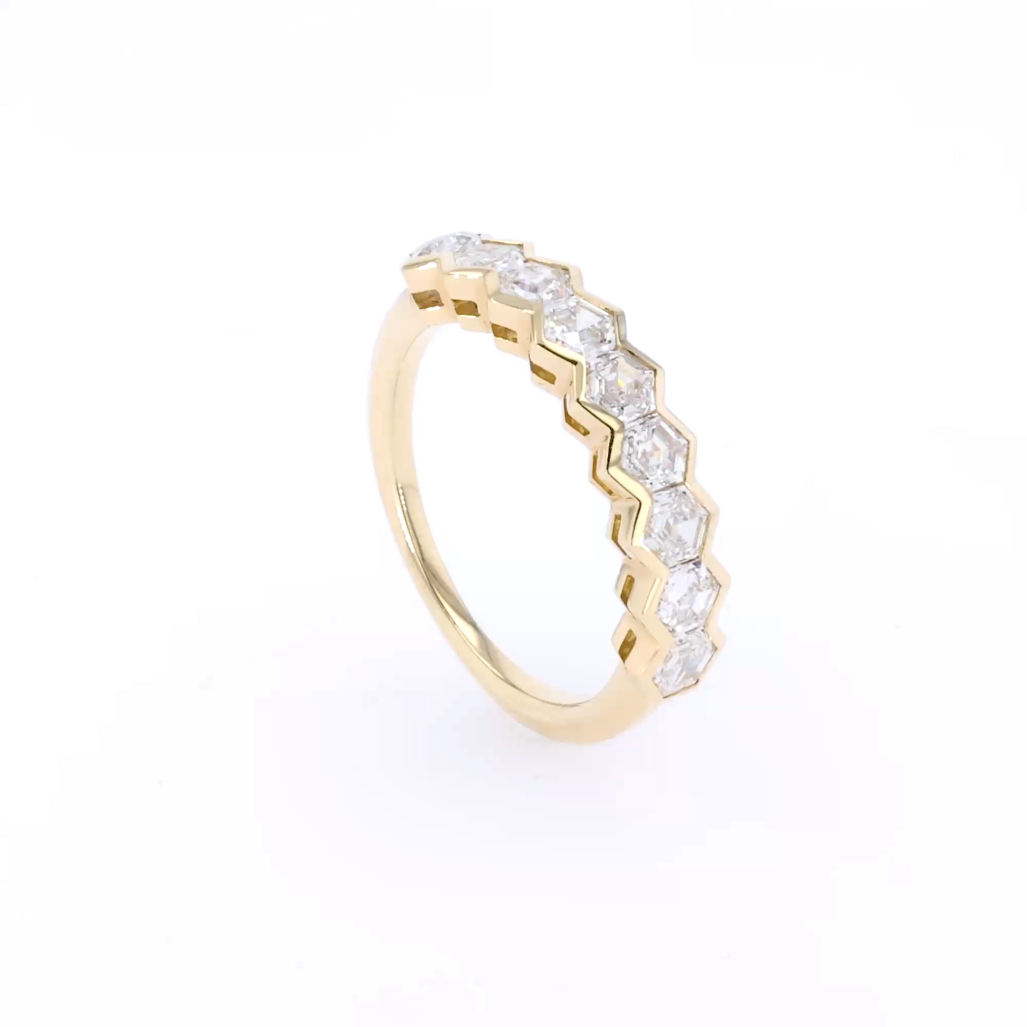 Honeycomb Nine Stone Diamond Ring 1.19ct in 18ct Yellow Gold