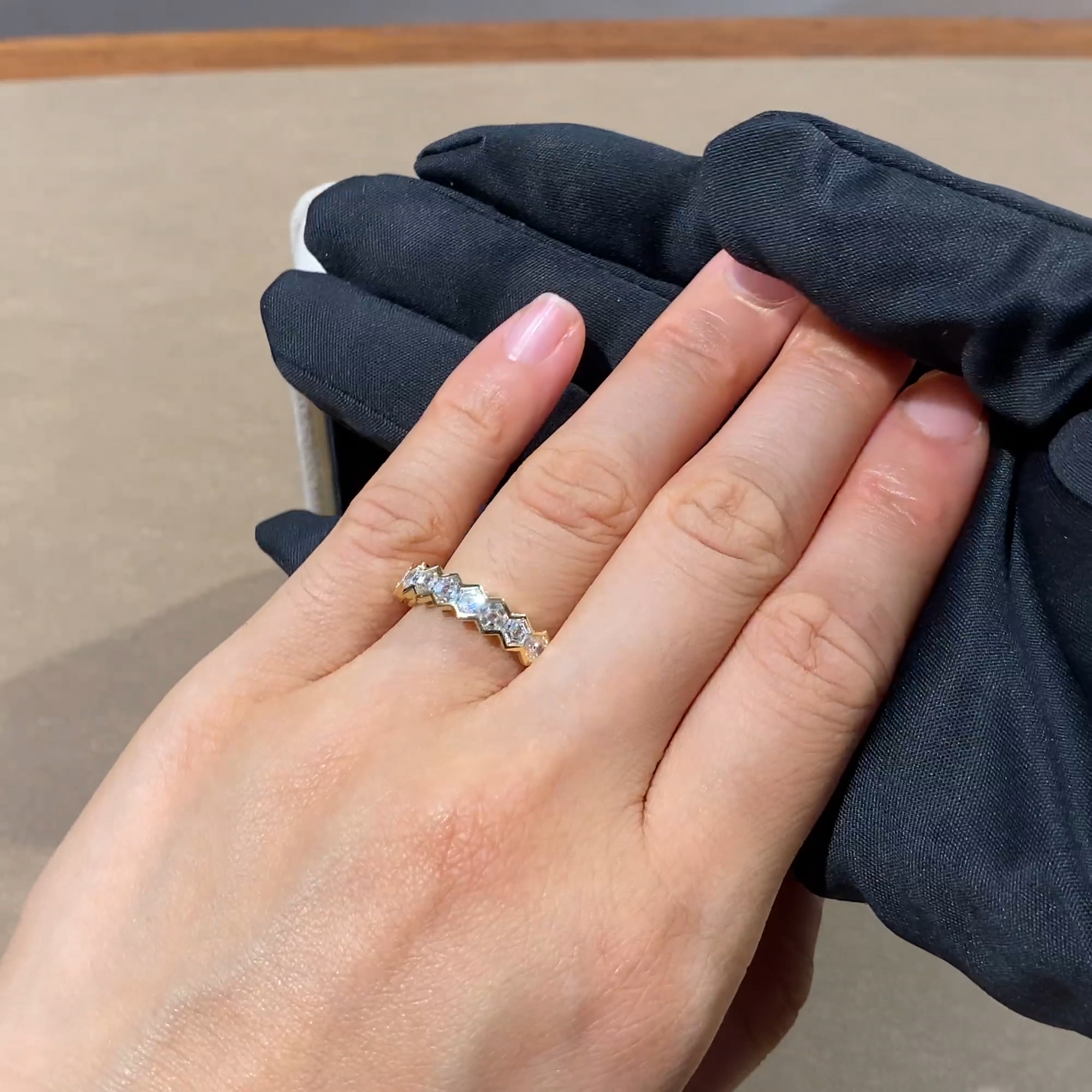 Honeycomb Nine Stone Diamond Ring 1.19ct in 18ct Yellow Gold