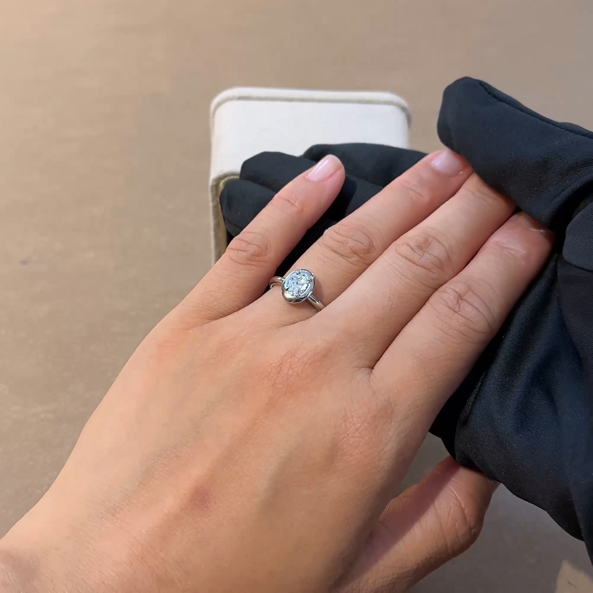 Skimming Stone 0.50ct Oval Cut Diamond Ring in Platinum