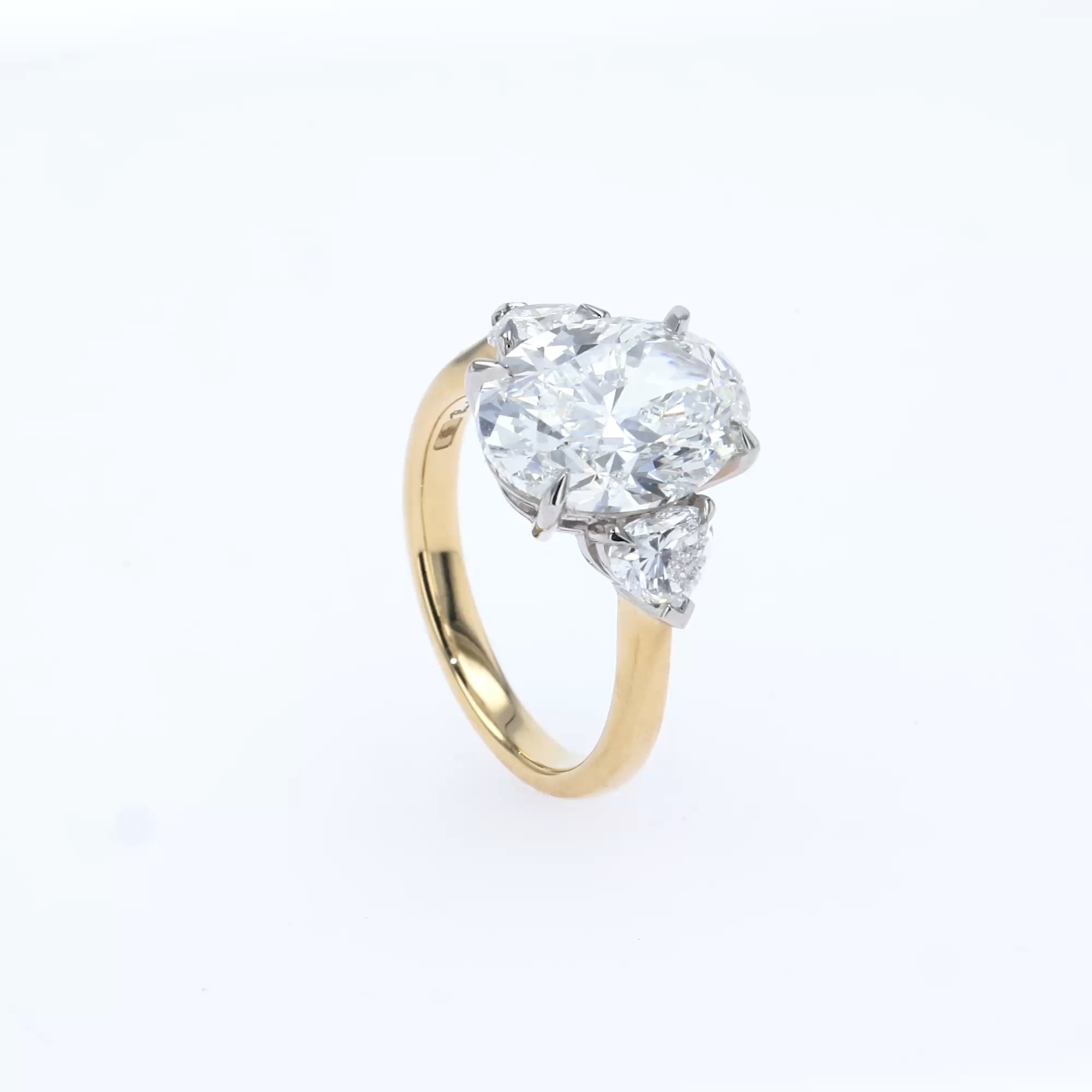 Venus Setting 5.01ct Diamond Three Stone Ring in 18ct Yellow Gold and Platinum