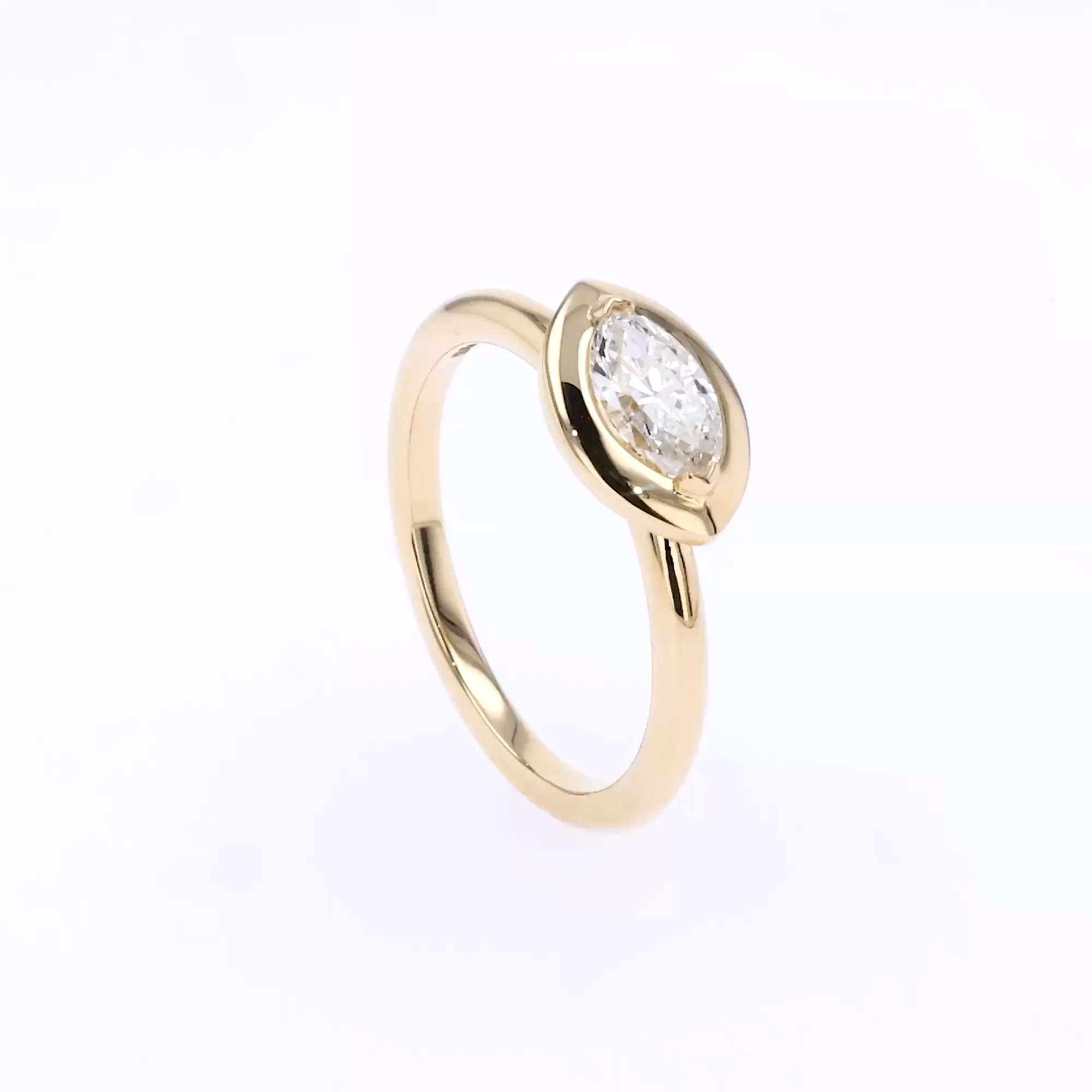 Skimming Stone 0.62ct Marquise Diamond Solitaire Ring in 18ct Yellow Gold