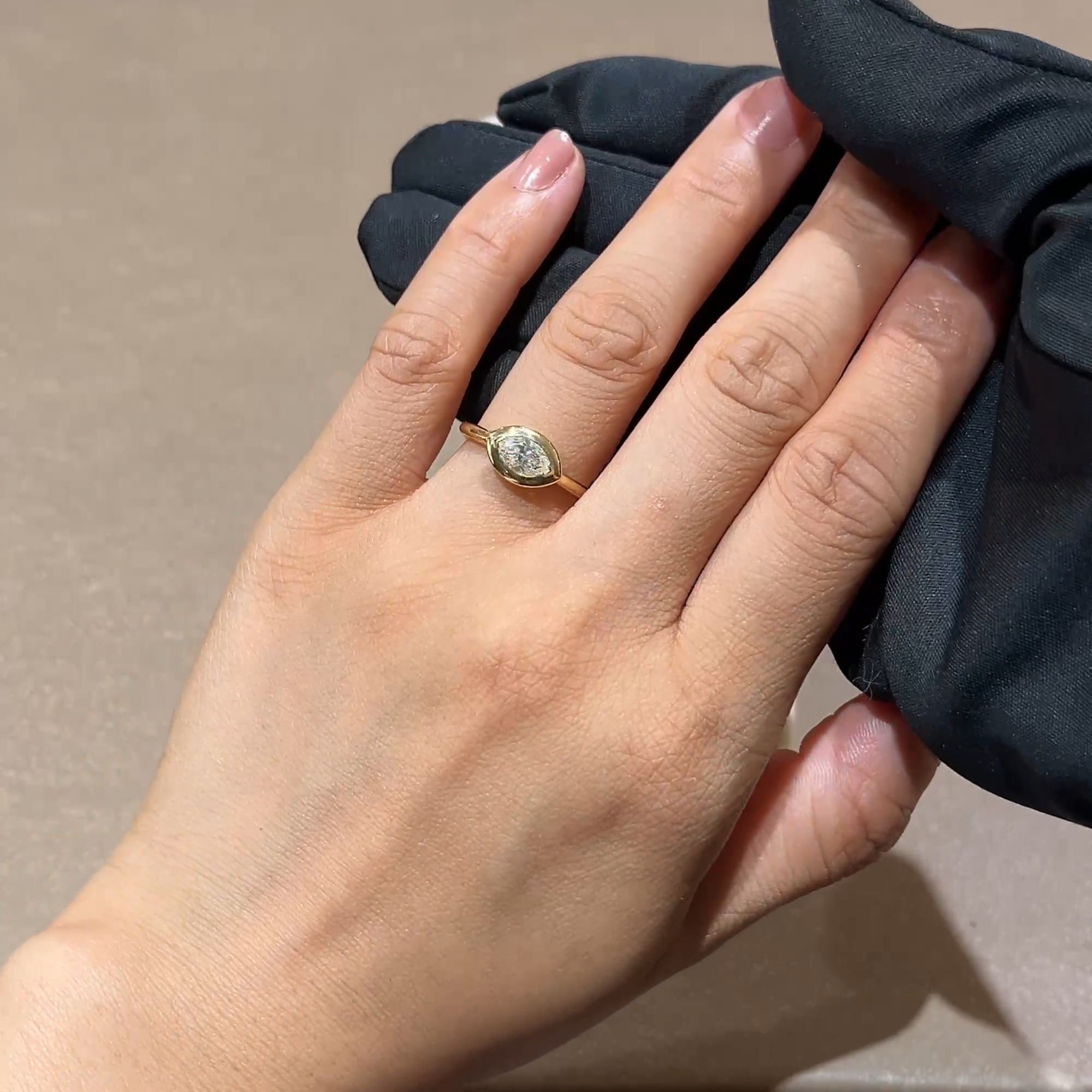 Skimming Stone 0.62ct Marquise Diamond Solitaire Ring in 18ct Yellow Gold