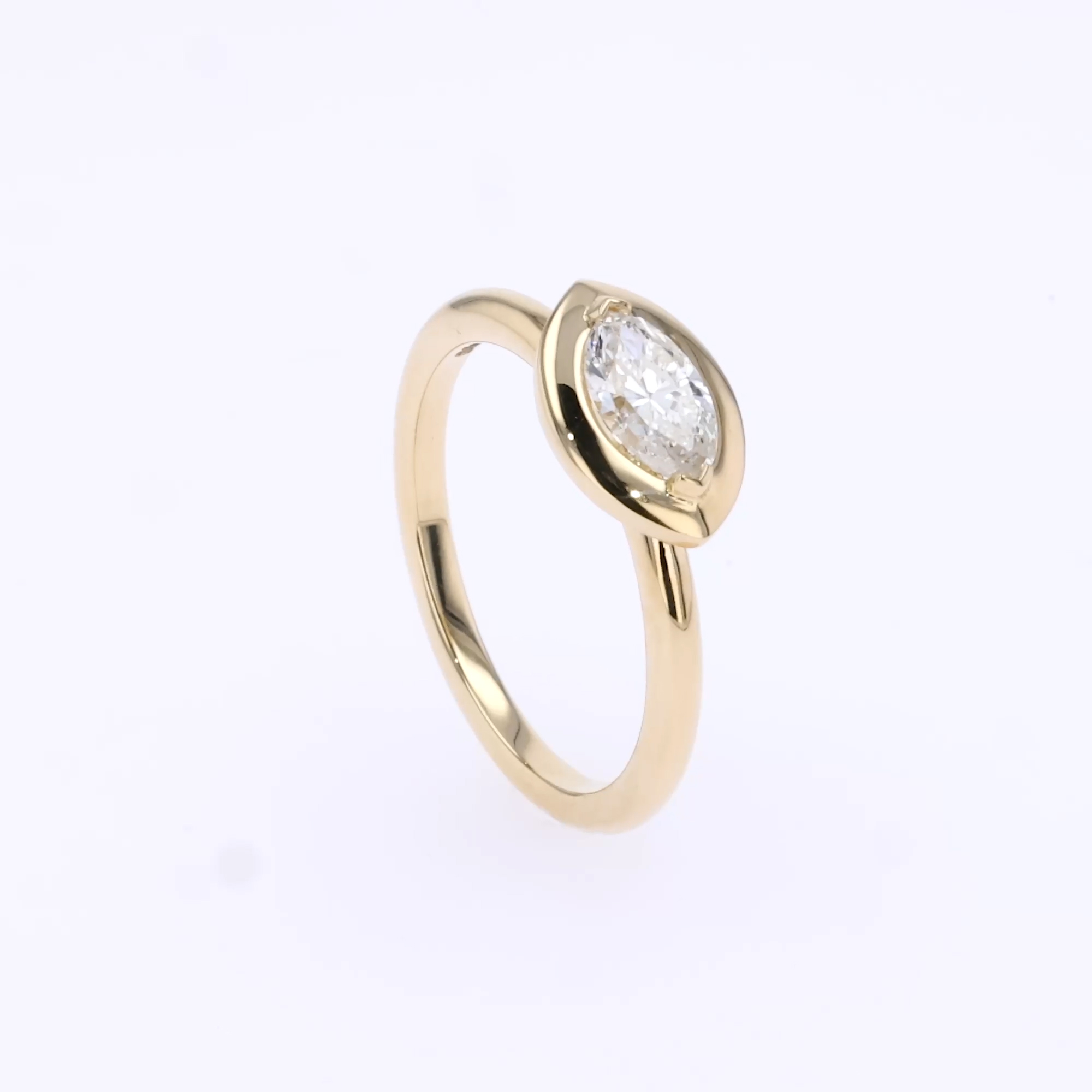 Skimming Stone 0.55ct Marquise Diamond Solitaire Ring in 18ct Yellow Gold