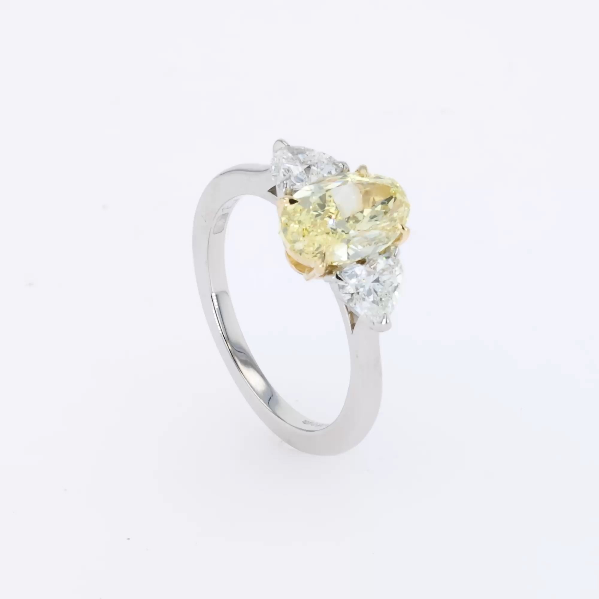 Venus Setting 2.01ct Kimberley Fancy Intense Yellow Diamond Ring in Platinum and 18ct Yellow Gold