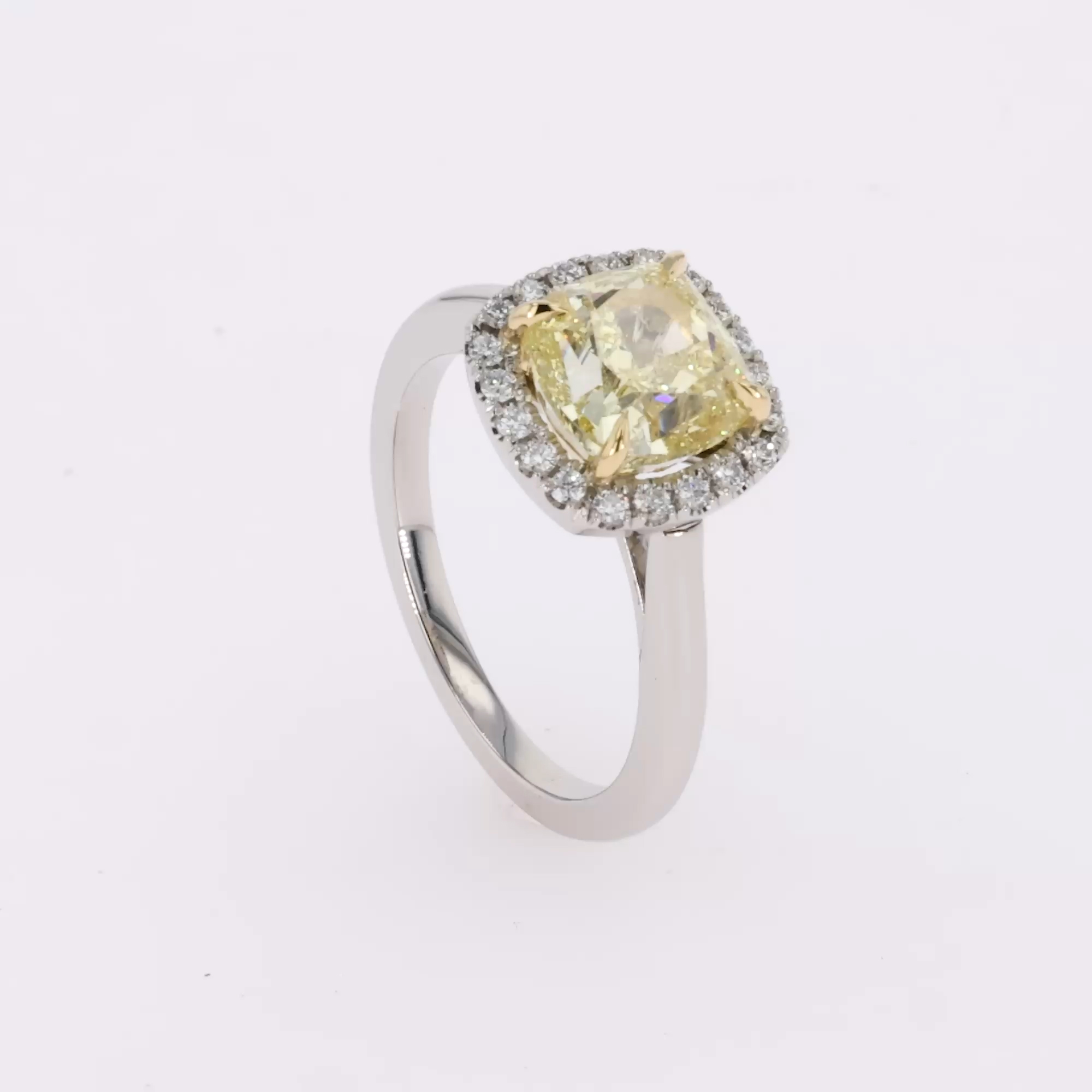 Celestial 3.02ct Kimberley Fancy Intense Yellow Diamond Cluster Ring in Platinum