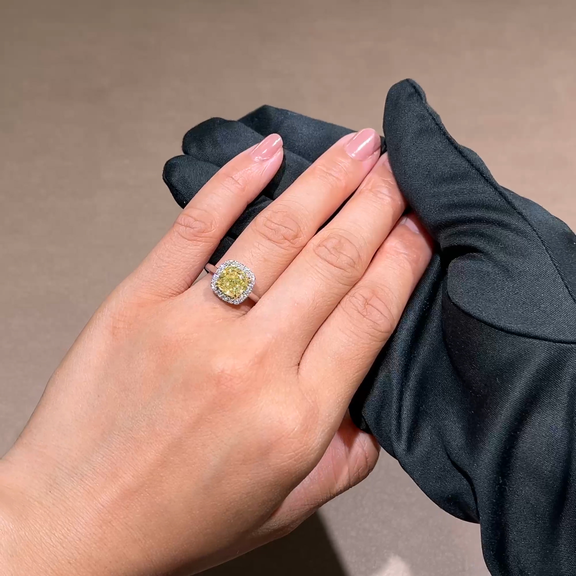 Celestial 3.02ct Kimberley Fancy Intense Yellow Diamond Cluster Ring in Platinum