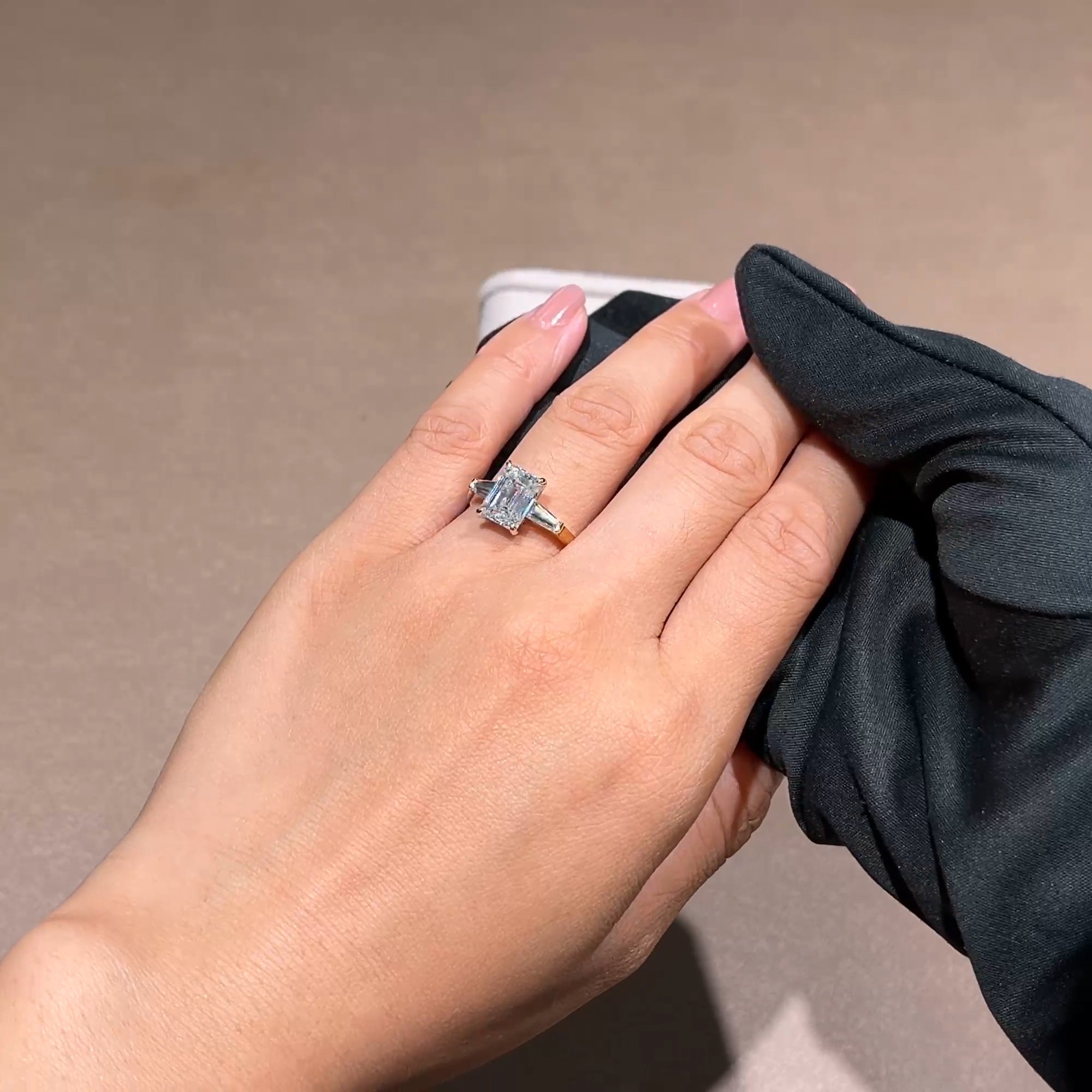 Regency 3.02ct Emerald Cut Diamond Ring in 18ct Yellow Gold and Platinum