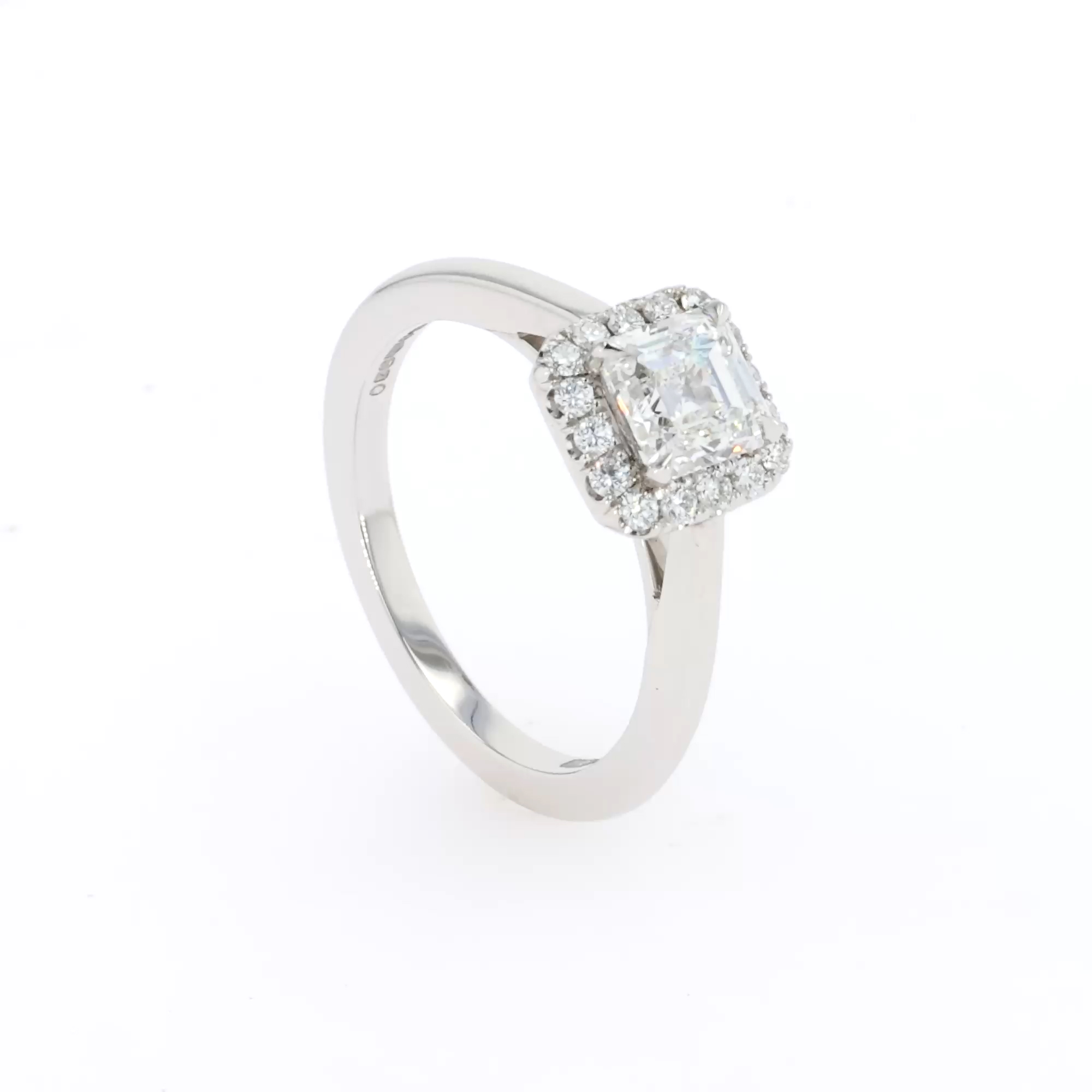 Celestial 1.04ct Asscher Cut Diamond Cluster Ring in Platinum