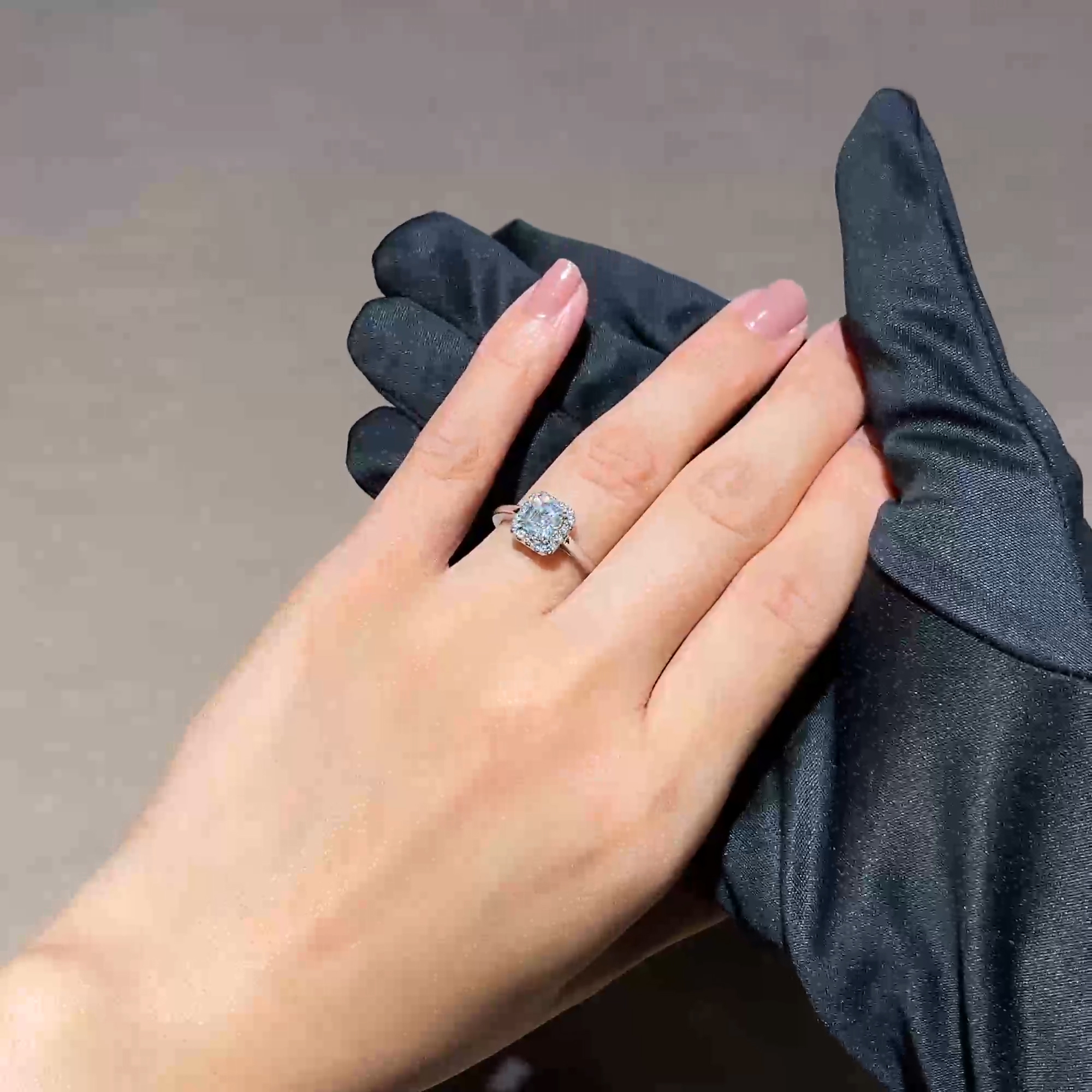 Celestial 1.04ct Asscher Cut Diamond Cluster Ring in Platinum