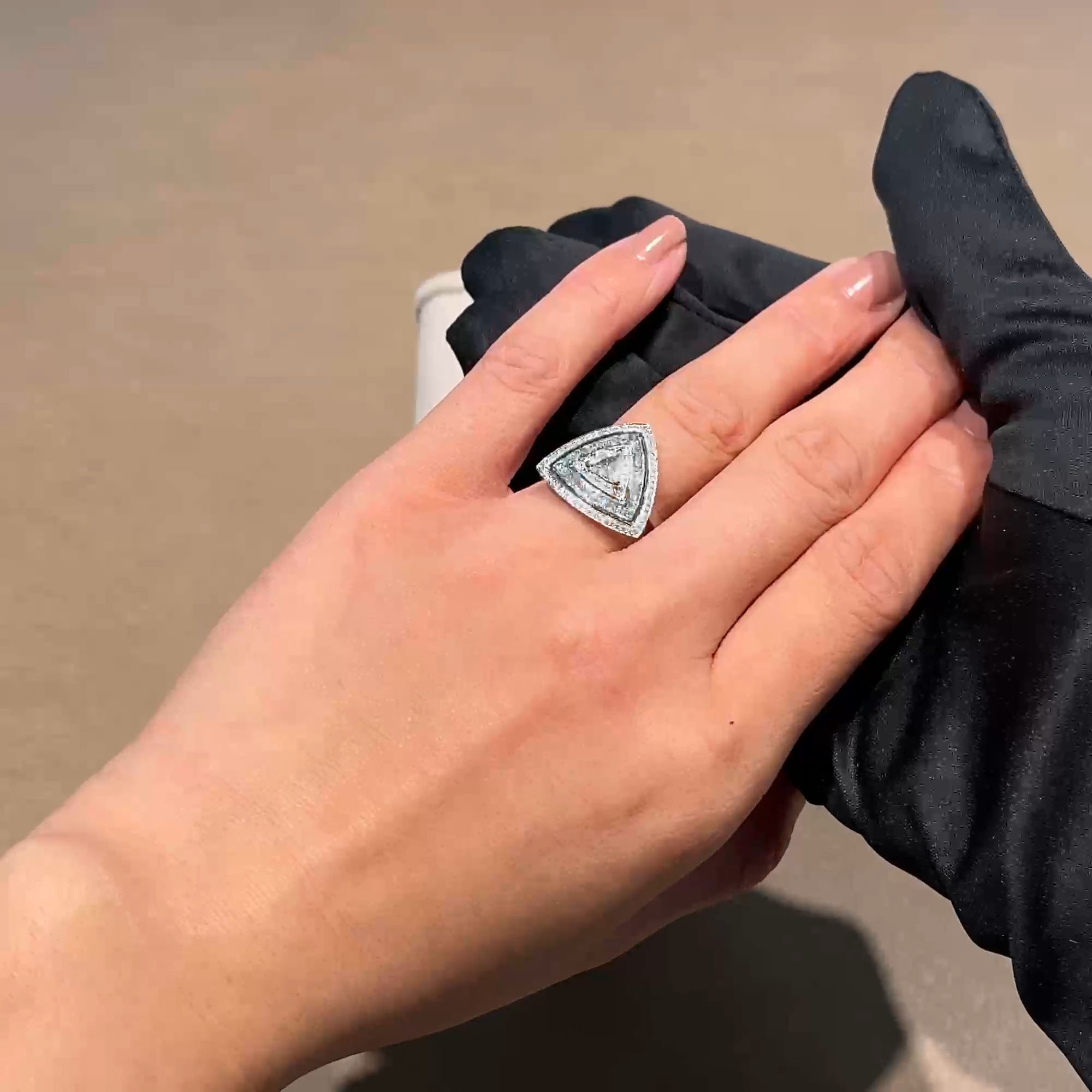 Trilliant Cut 0.28ct Diamond Ripple Ring in Platinum