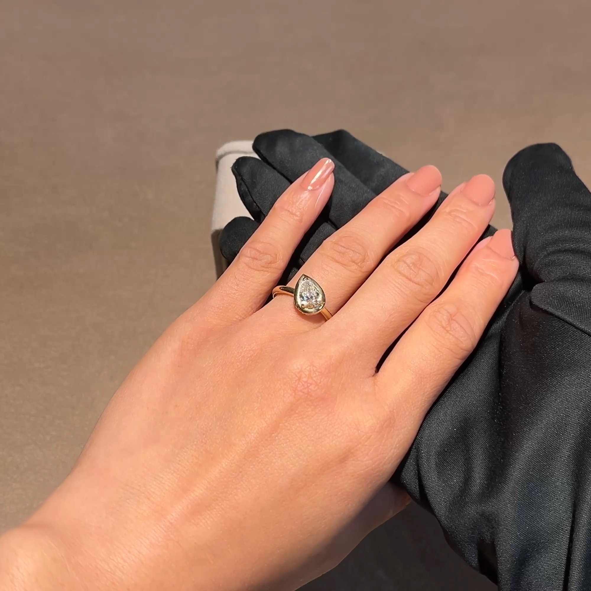 Skimming Stone Pear Shaped 1.00ct Diamond Ring in 18ct Yellow Gold