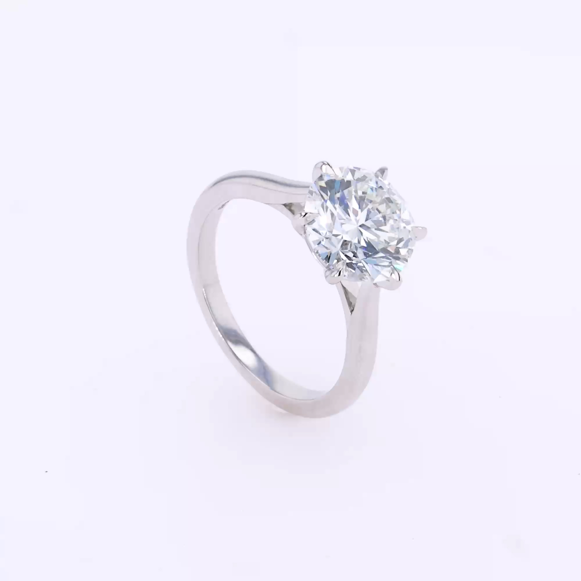 Classic Six-Claw 3.51ct Brilliant Cut Diamond Ring in Platinum