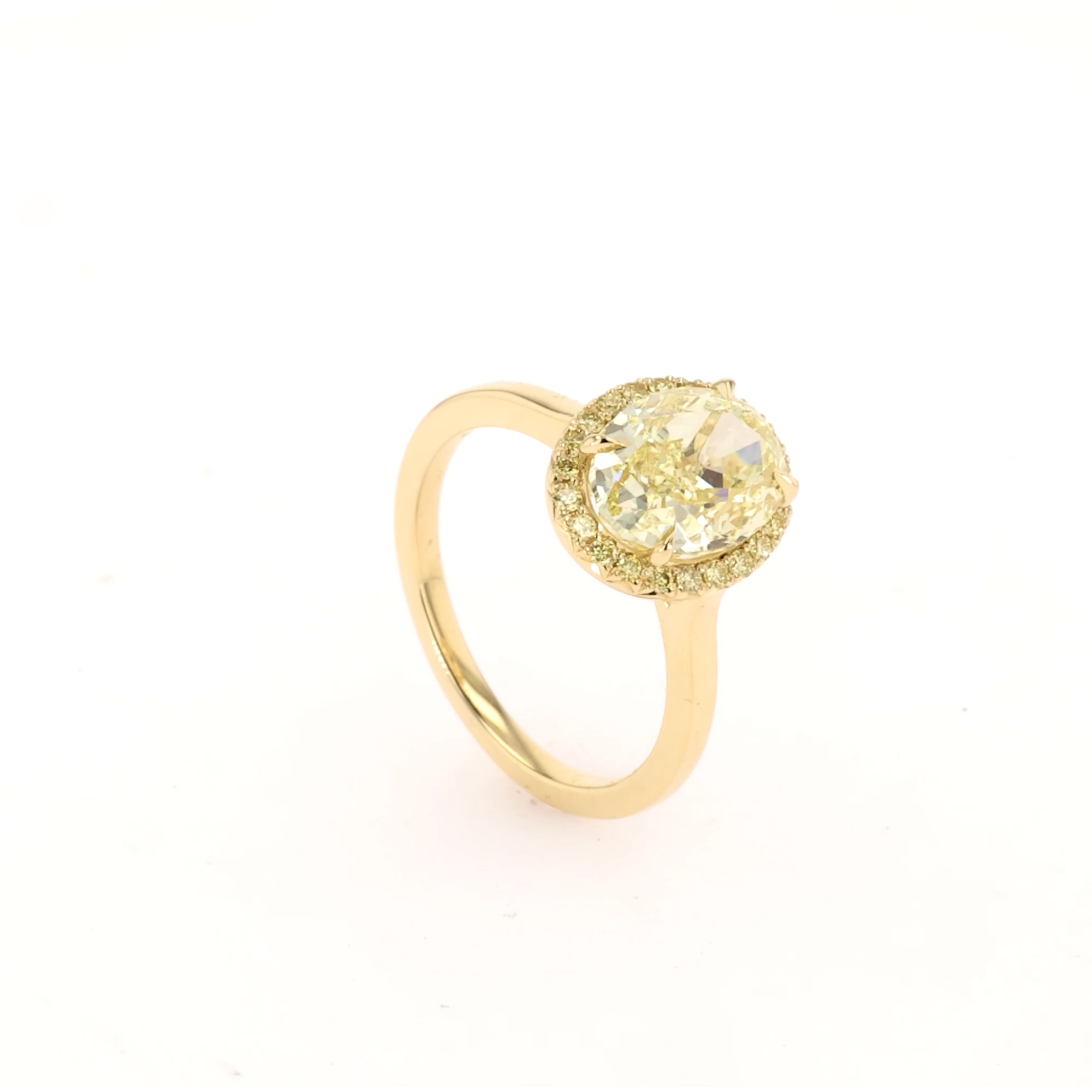 Celestial Oval Cut 3.36ct Natural Namibian Fancy Yellow Diamond Ring in 18ct Yellow Gold