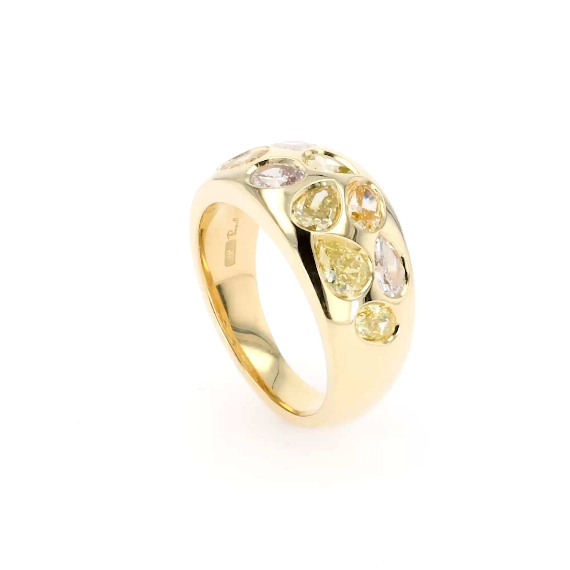 Stellar 1.94ct Fancy Diamond Bombe Ring in 18ct Yellow Gold