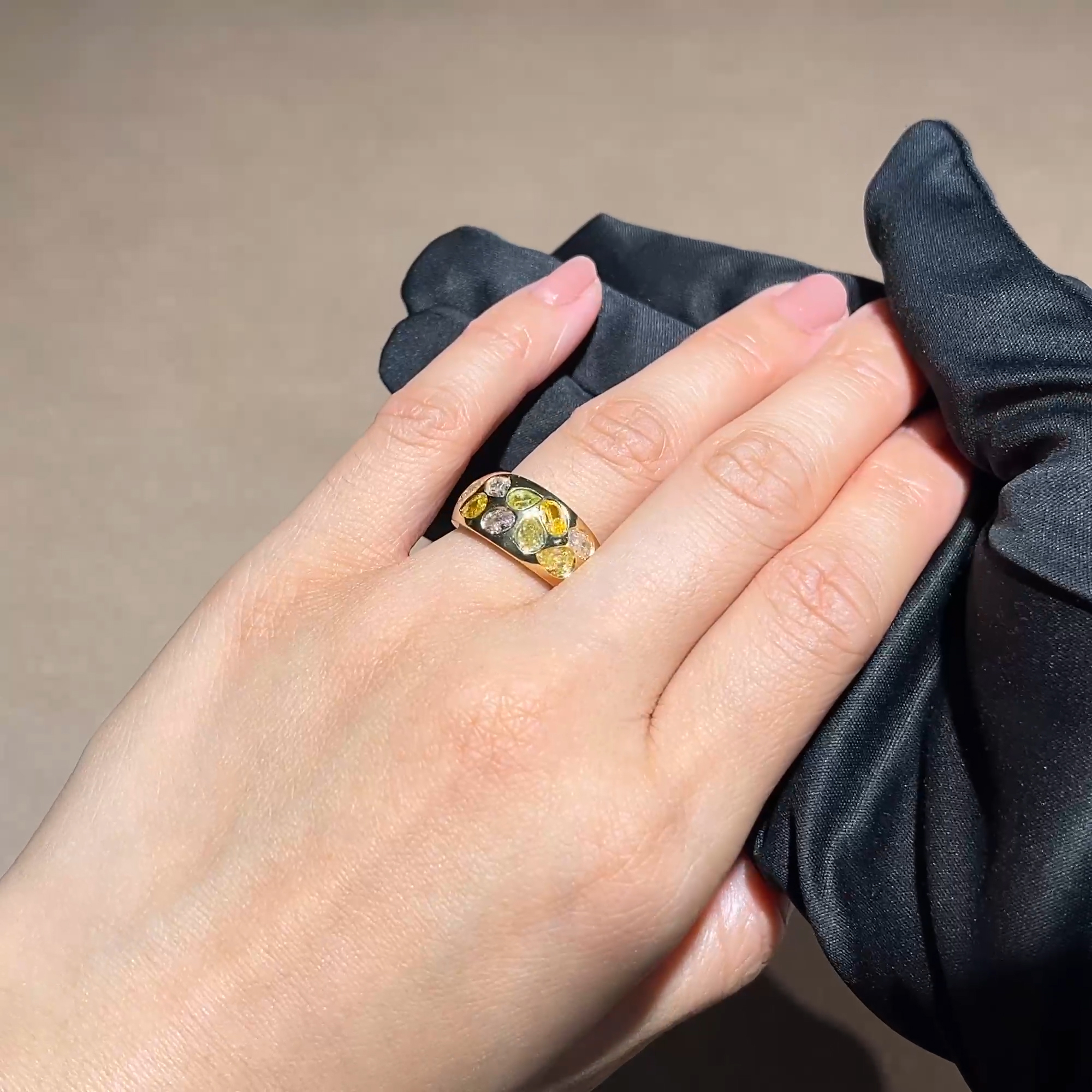 Stellar 1.94ct Fancy Diamond Bombe Ring in 18ct Yellow Gold
